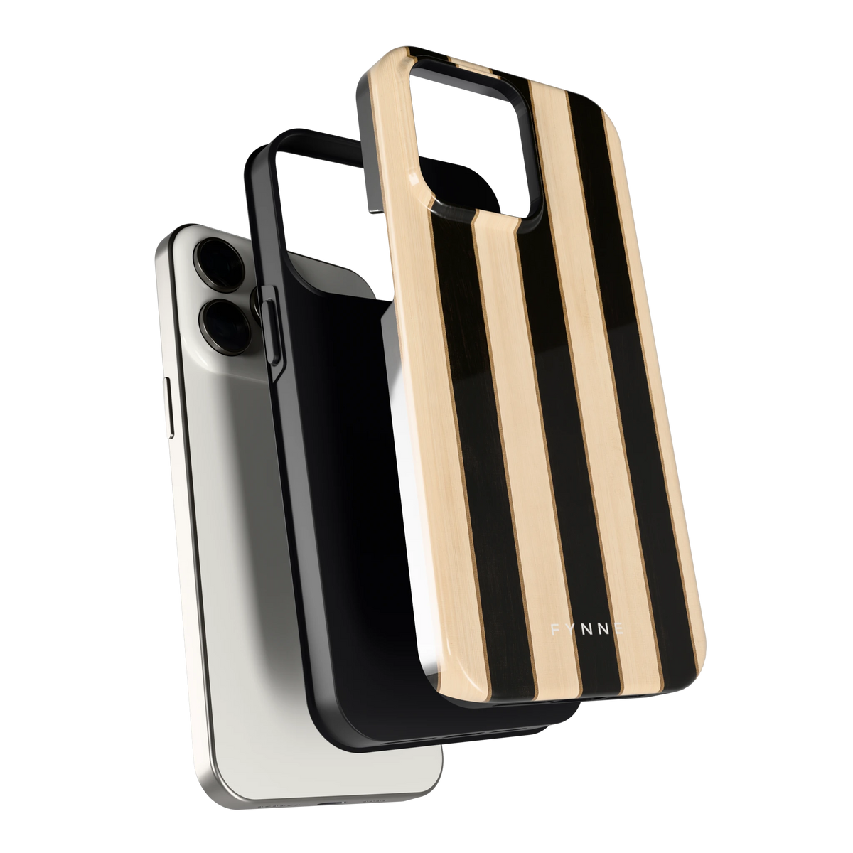 Ebbenhout Strepen hoesje voor iPhone 15 Pro Max, los van de telefoon