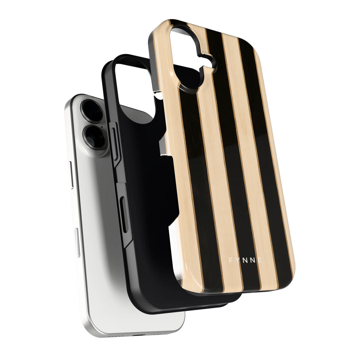 Ebbenhout Strepen hoesje voor iPhone 16, los van de telefoon
