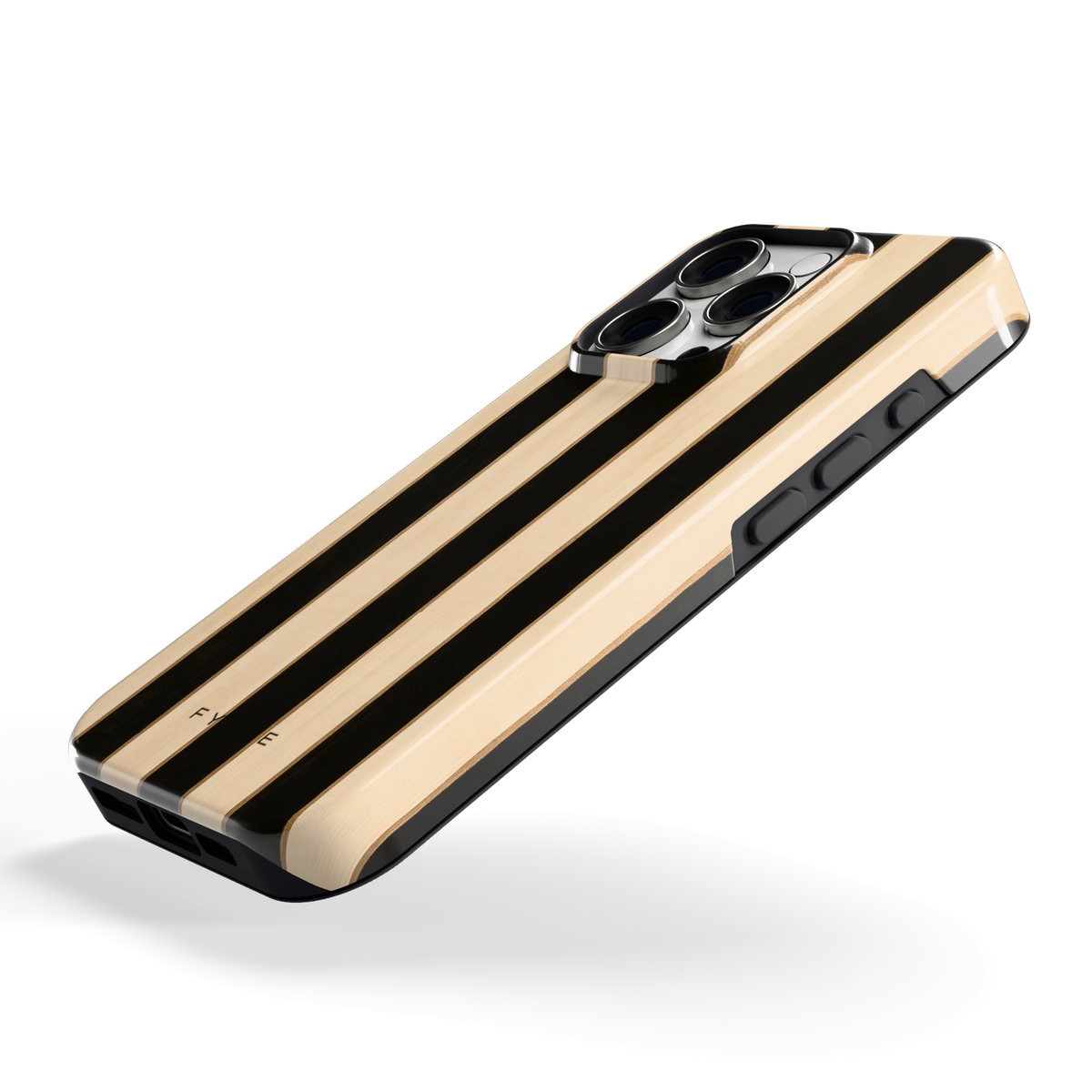 Ebbenhout Strepen hoesje voor iPhone 16 Pro, schuin