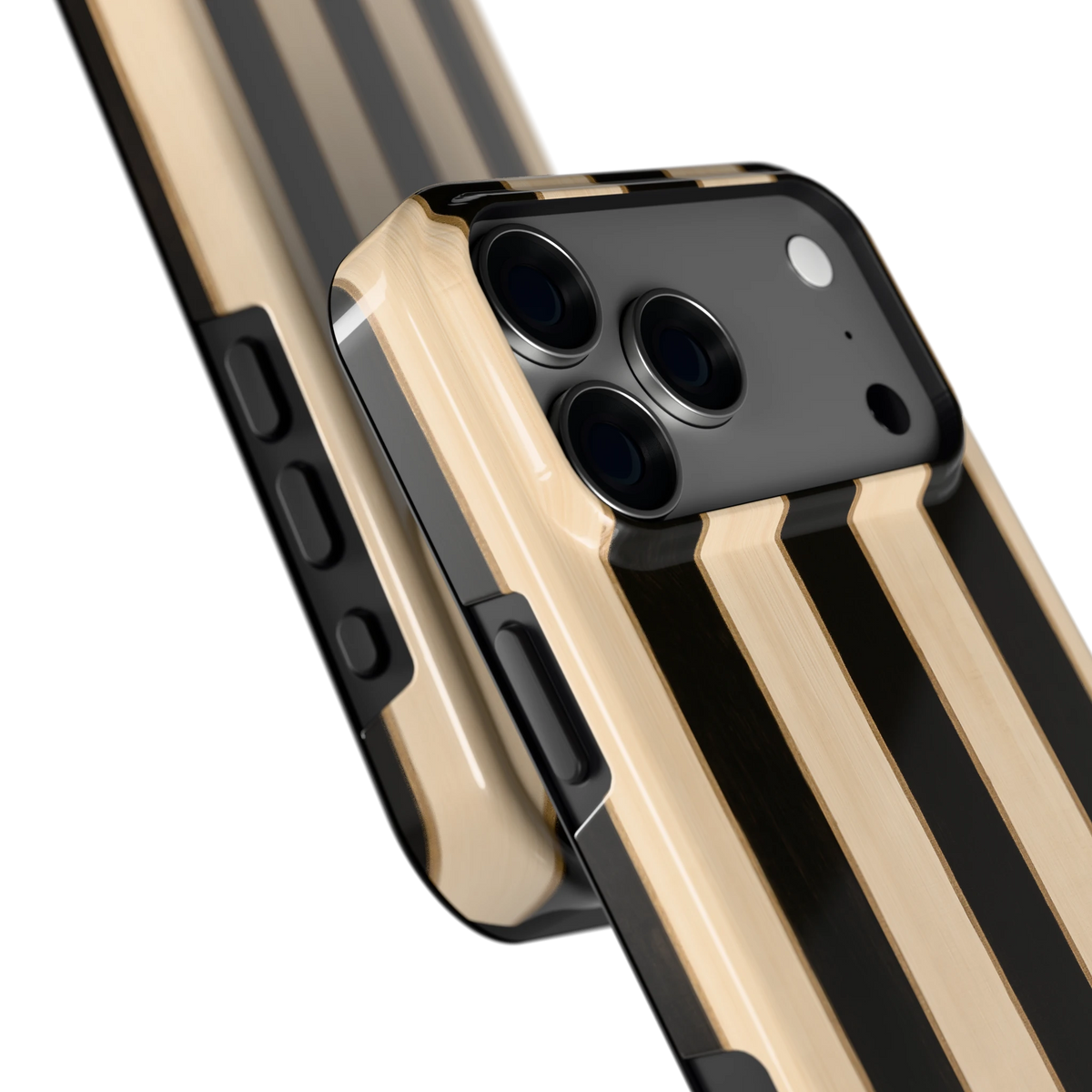 Ebbenhout Strepen hoesje voor iPhone 18 Pro Max, close-up