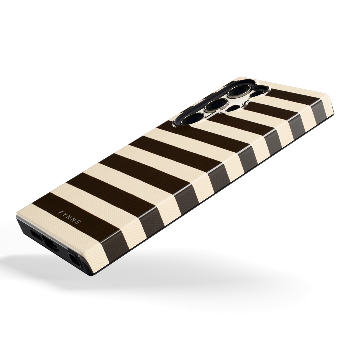 Espresso Streepjes hoesje voor Galaxy S23 Ultra, schuin