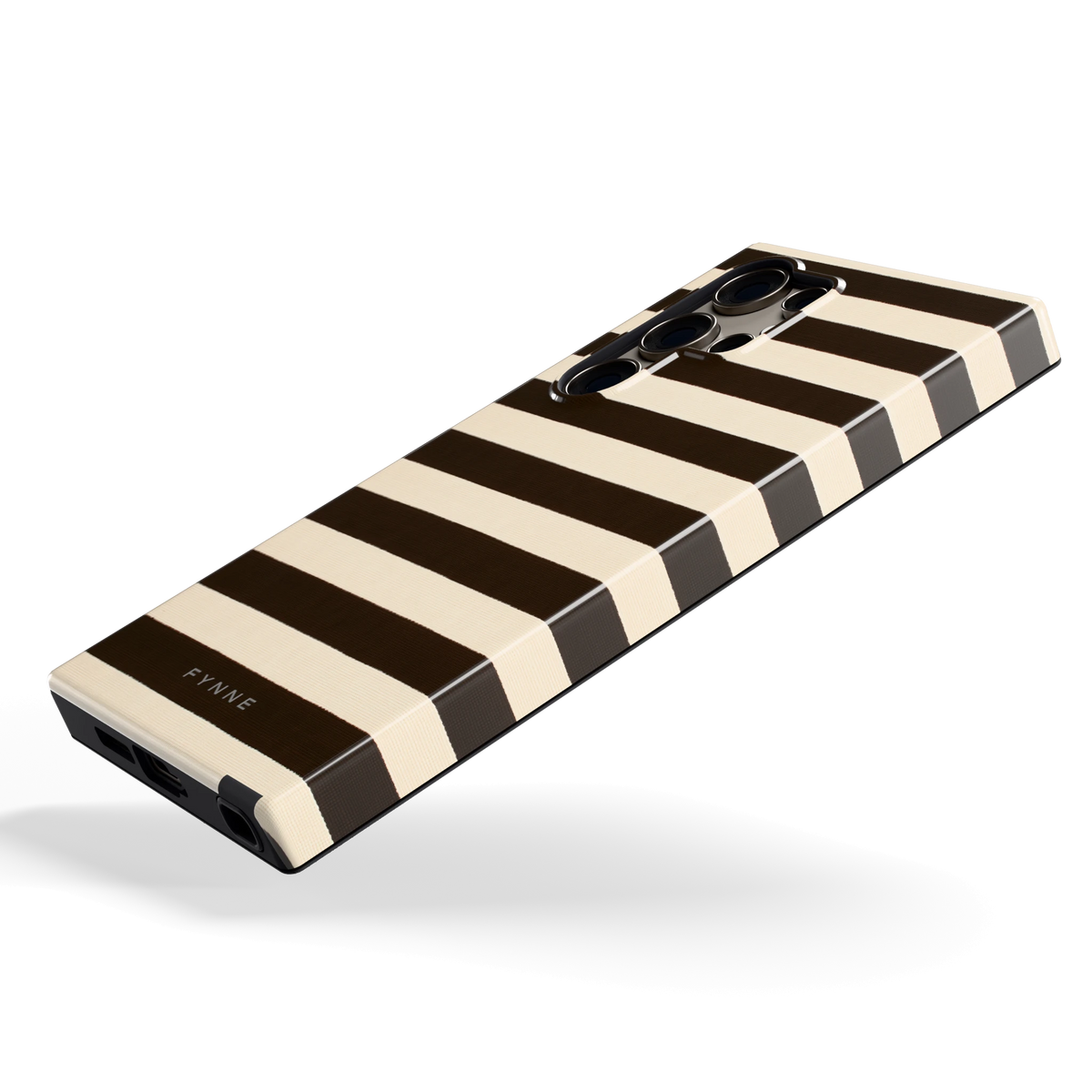 Espresso Streepjes hoesje voor Galaxy S24 Ultra, schuin