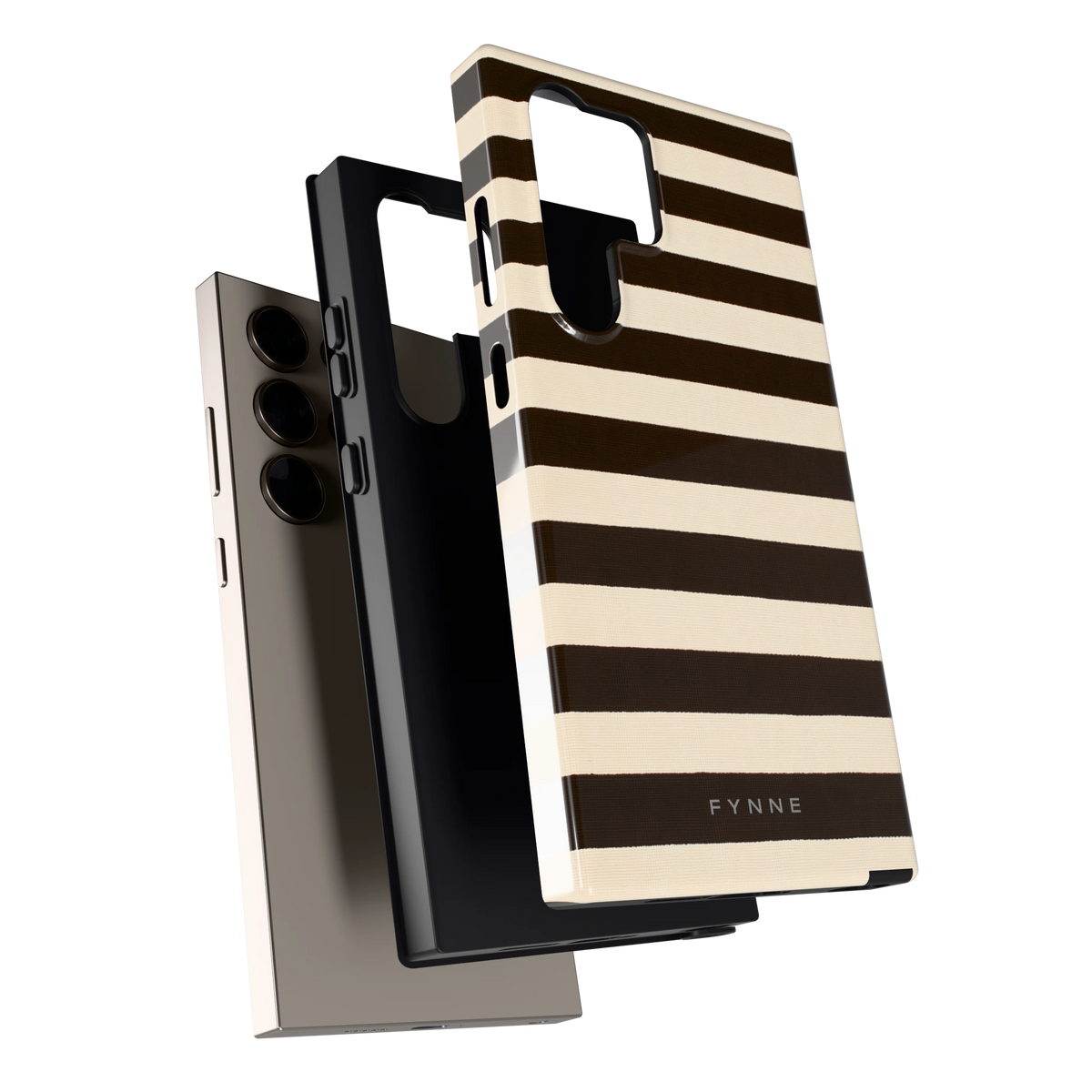 Espresso Streepjes hoesje voor Galaxy S24 Ultra, los van de telefoon
