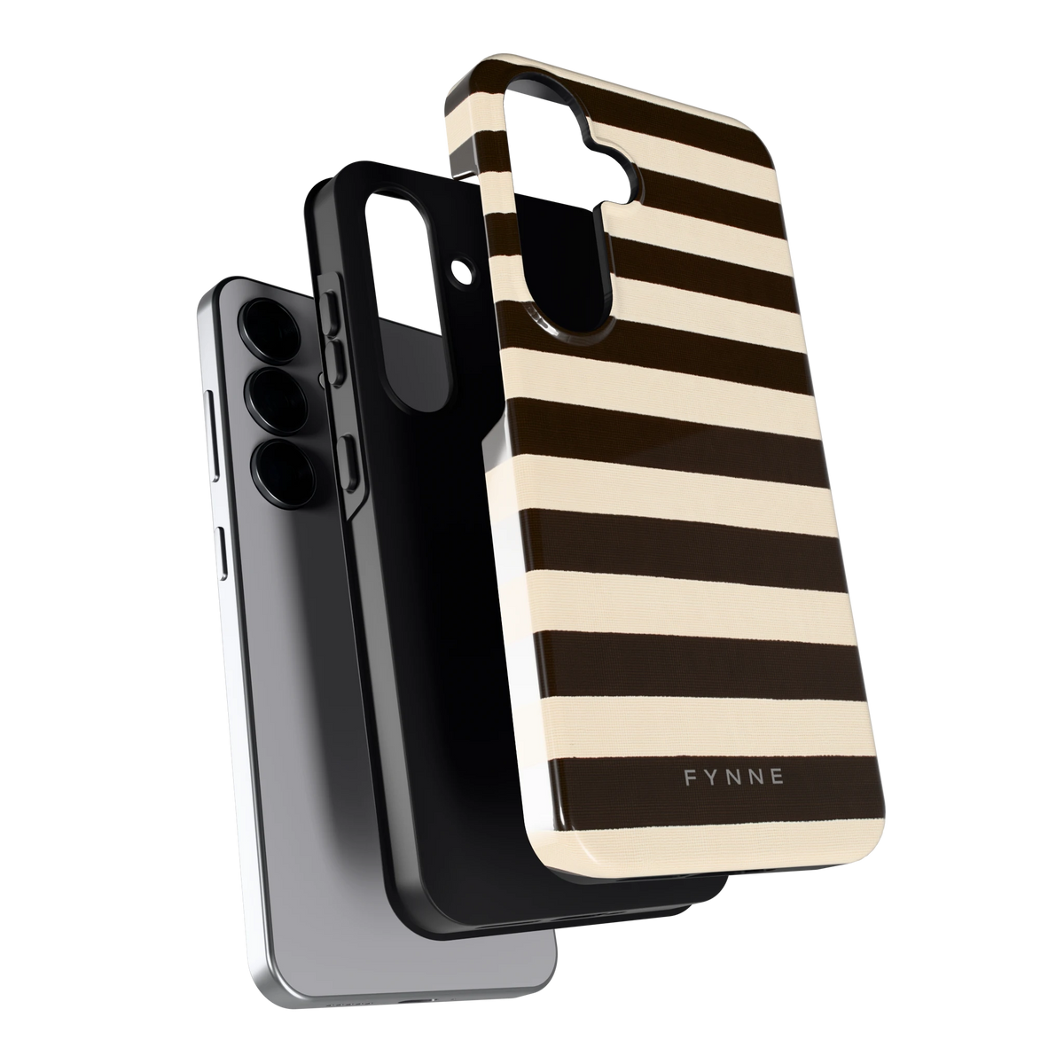 Espresso Streepjes hoesje voor Galaxy S25, los van de telefoon