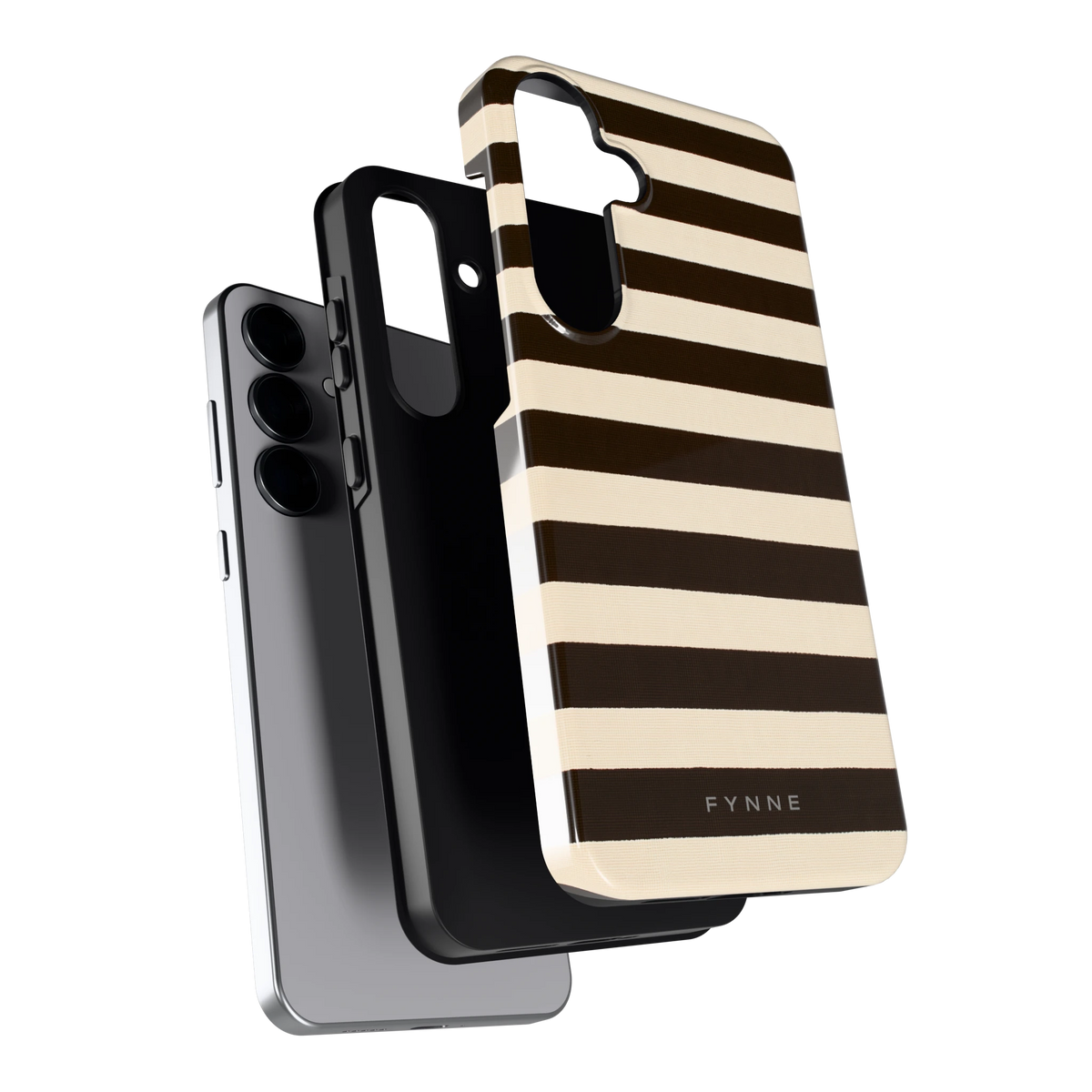 Espresso Streepjes hoesje voor Galaxy S25+, los van de telefoon