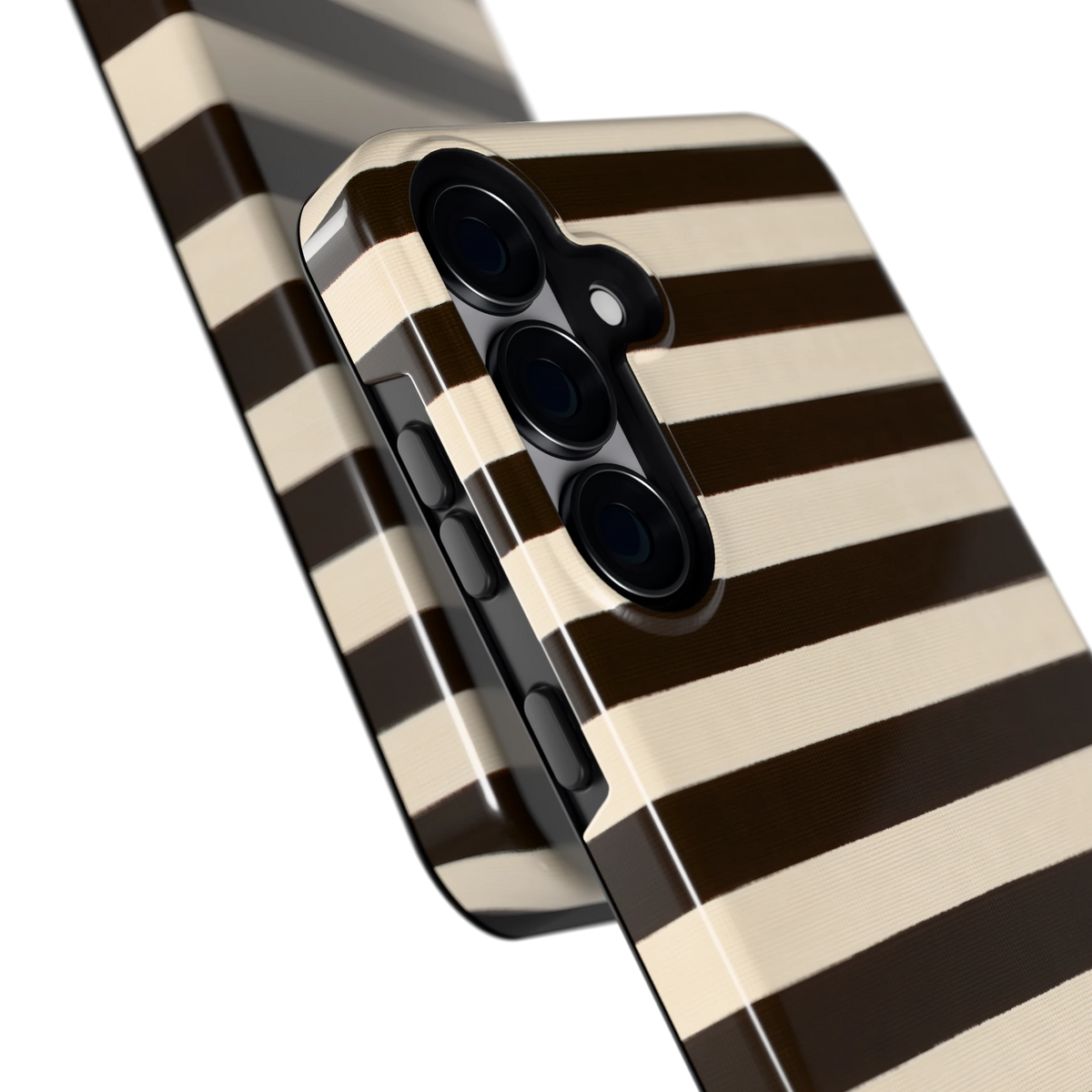 Espresso Streepjes hoesje voor Galaxy S25+, close-up