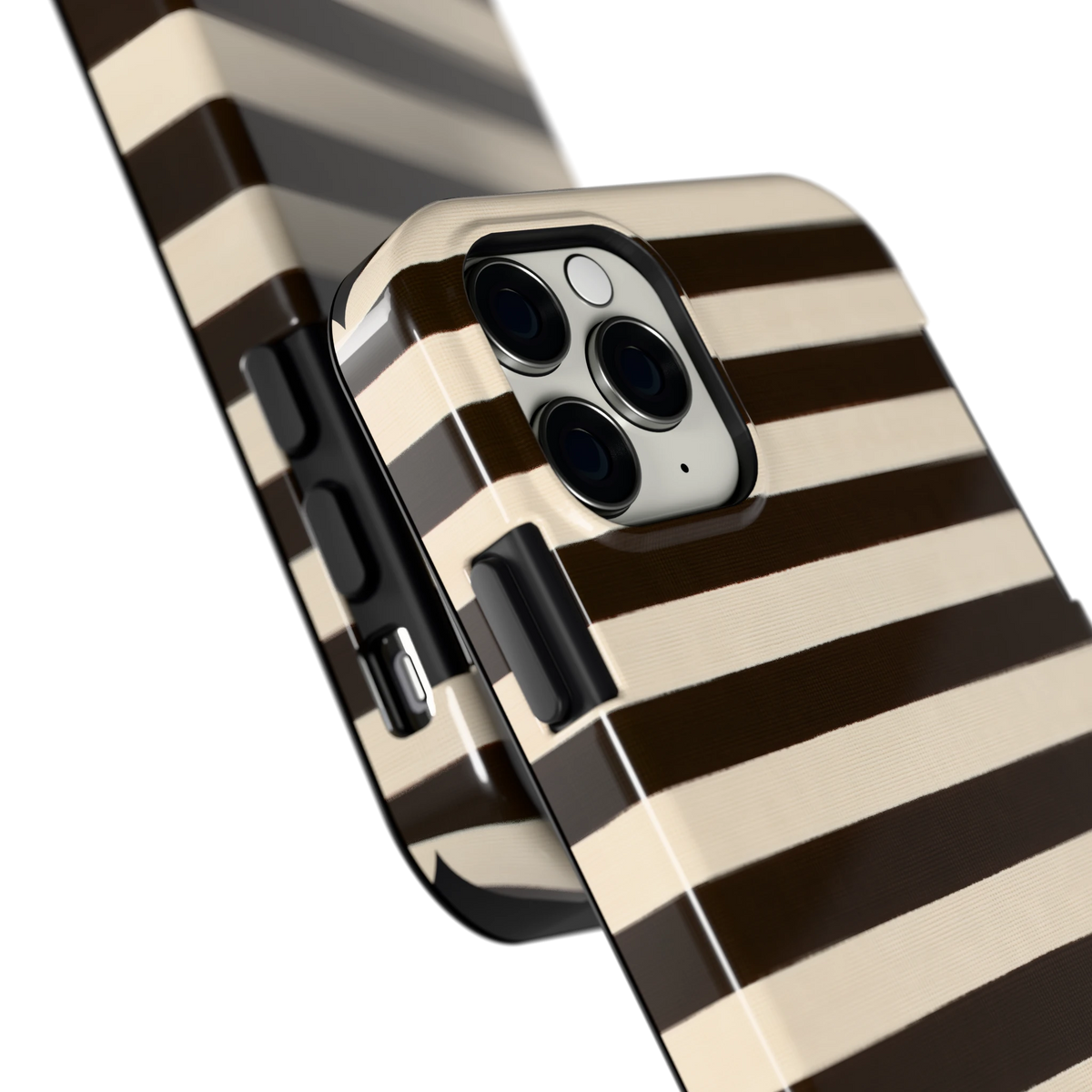 Espresso Streepjes hoesje voor iPhone 11 Pro, close-up
