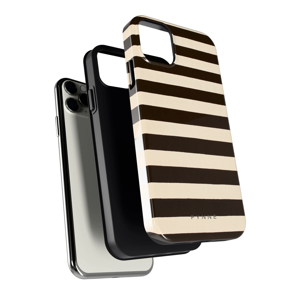 Espresso Streepjes hoesje voor iPhone 11 Pro Max, los van de telefoon