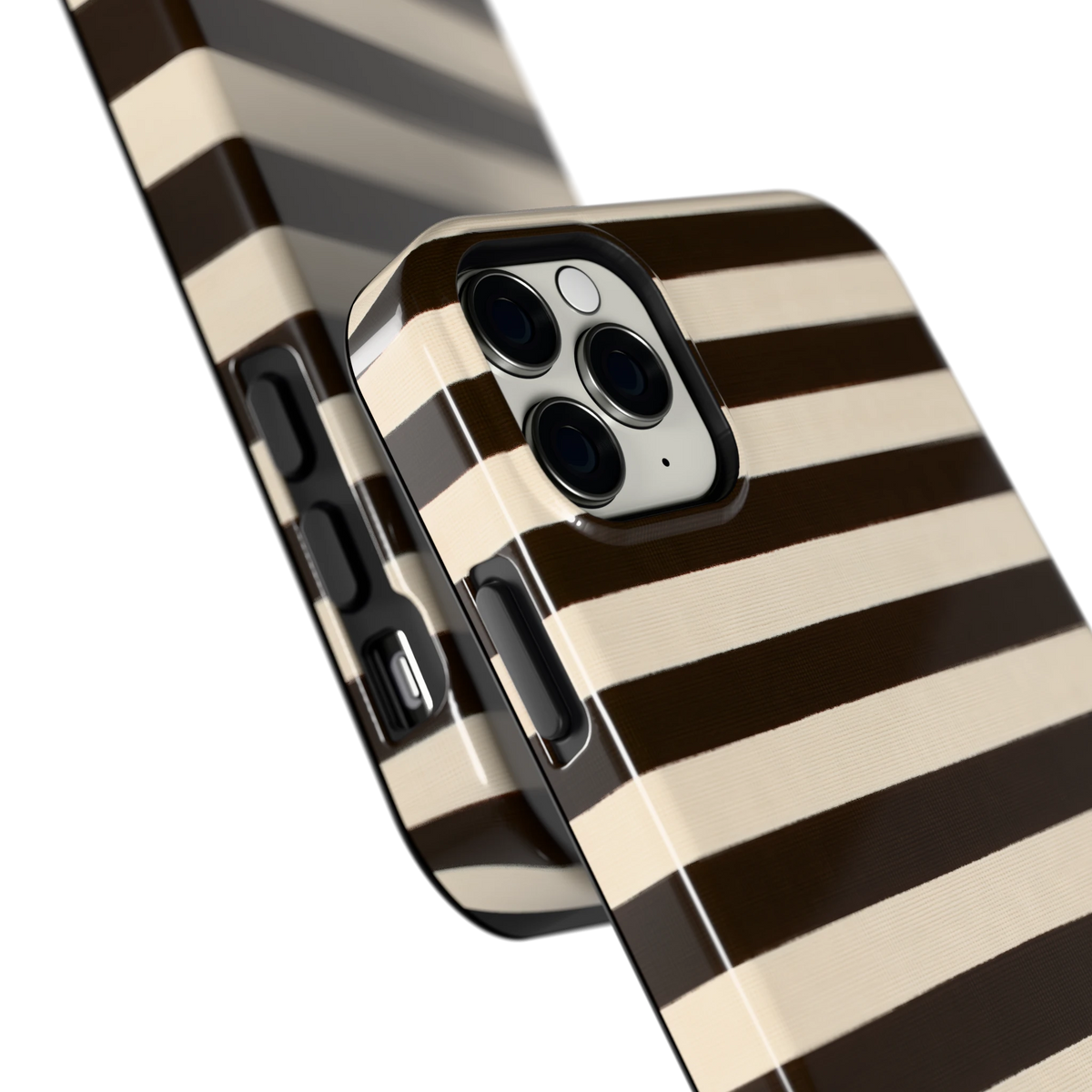 Espresso Streepjes hoesje voor iPhone 11 Pro Max, close-up
