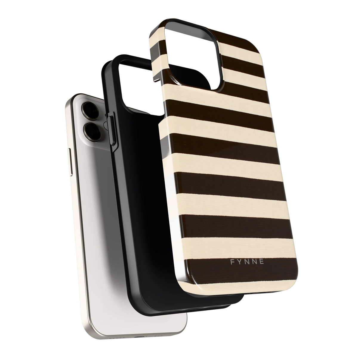 Espresso Streepjes hoesje voor iPhone 12, los van de telefoon