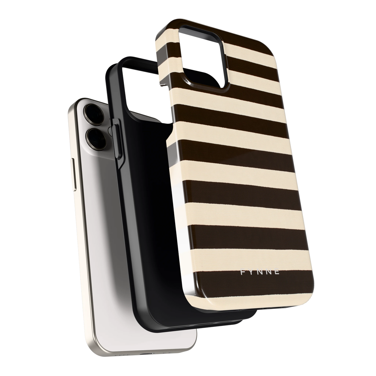 Espresso Streepjes hoesje voor iPhone 12 mini, los van de telefoon