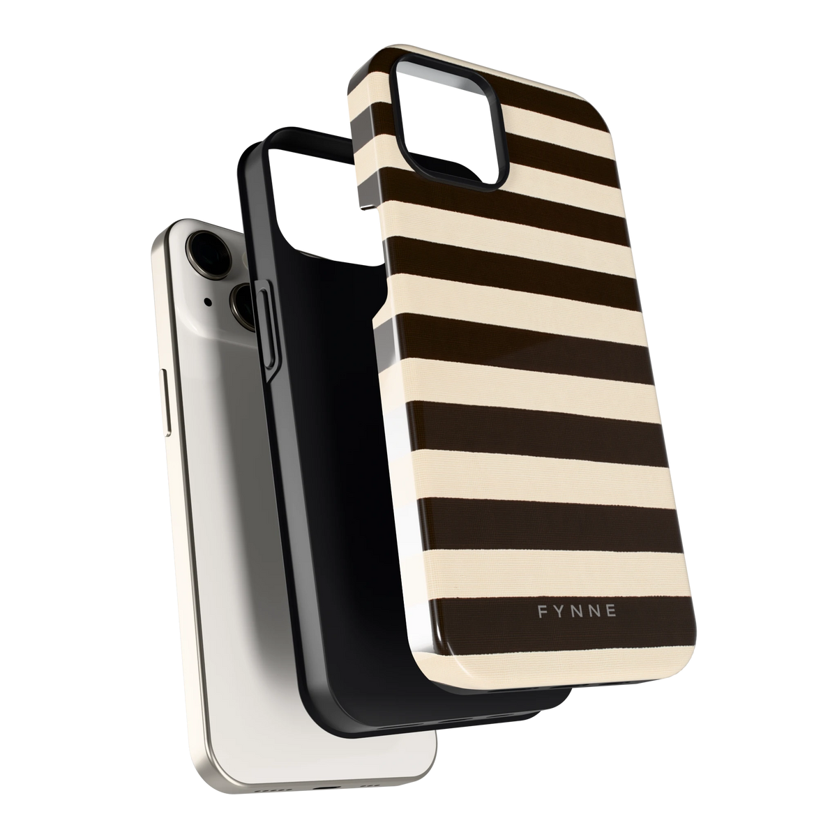 Espresso Streepjes hoesje voor iPhone 13, los van de telefoon