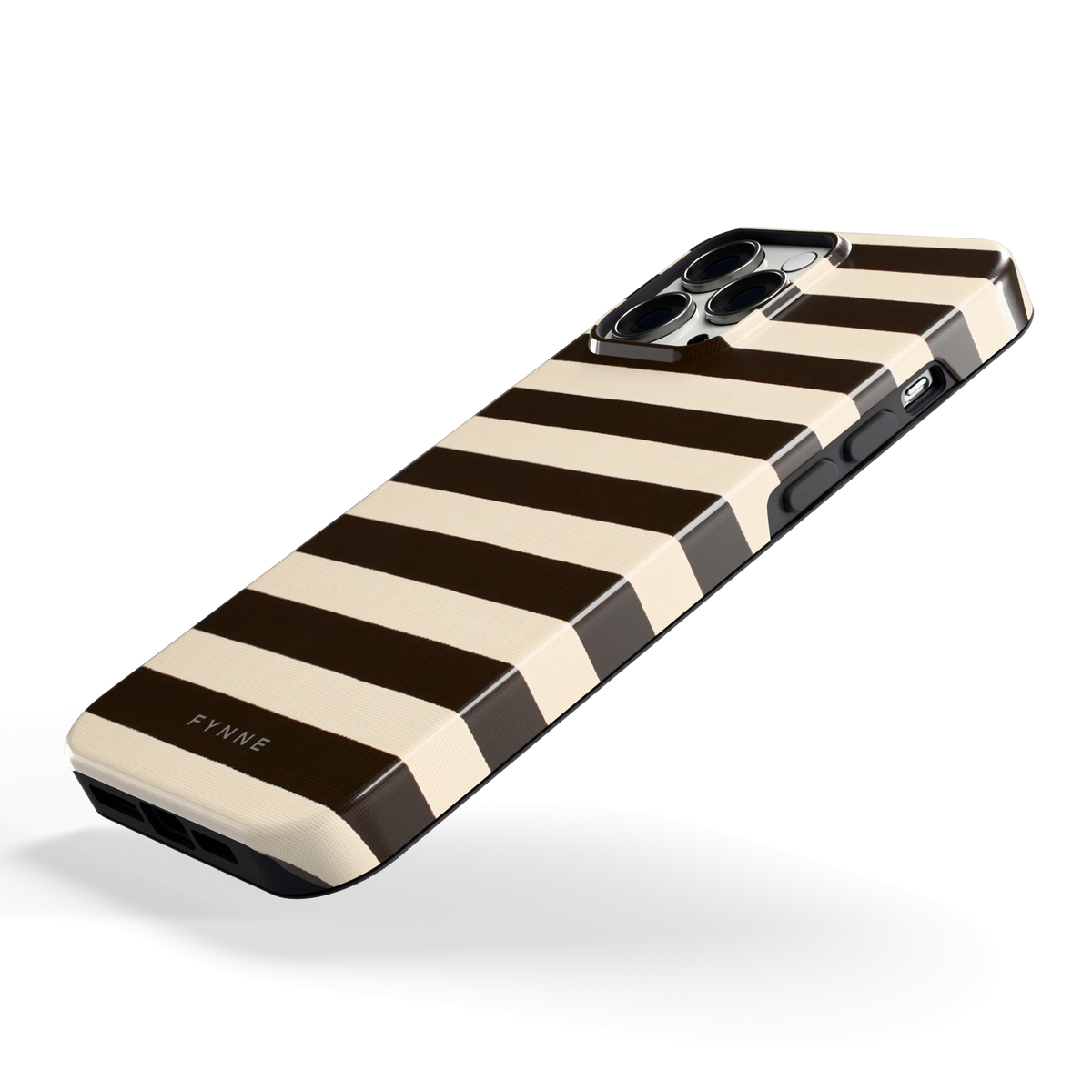 Espresso Streepjes hoesje voor iPhone 13 Pro Max, schuin