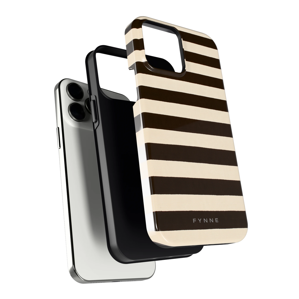 Espresso Streepjes hoesje voor iPhone 13 Pro Max, los van de telefoon