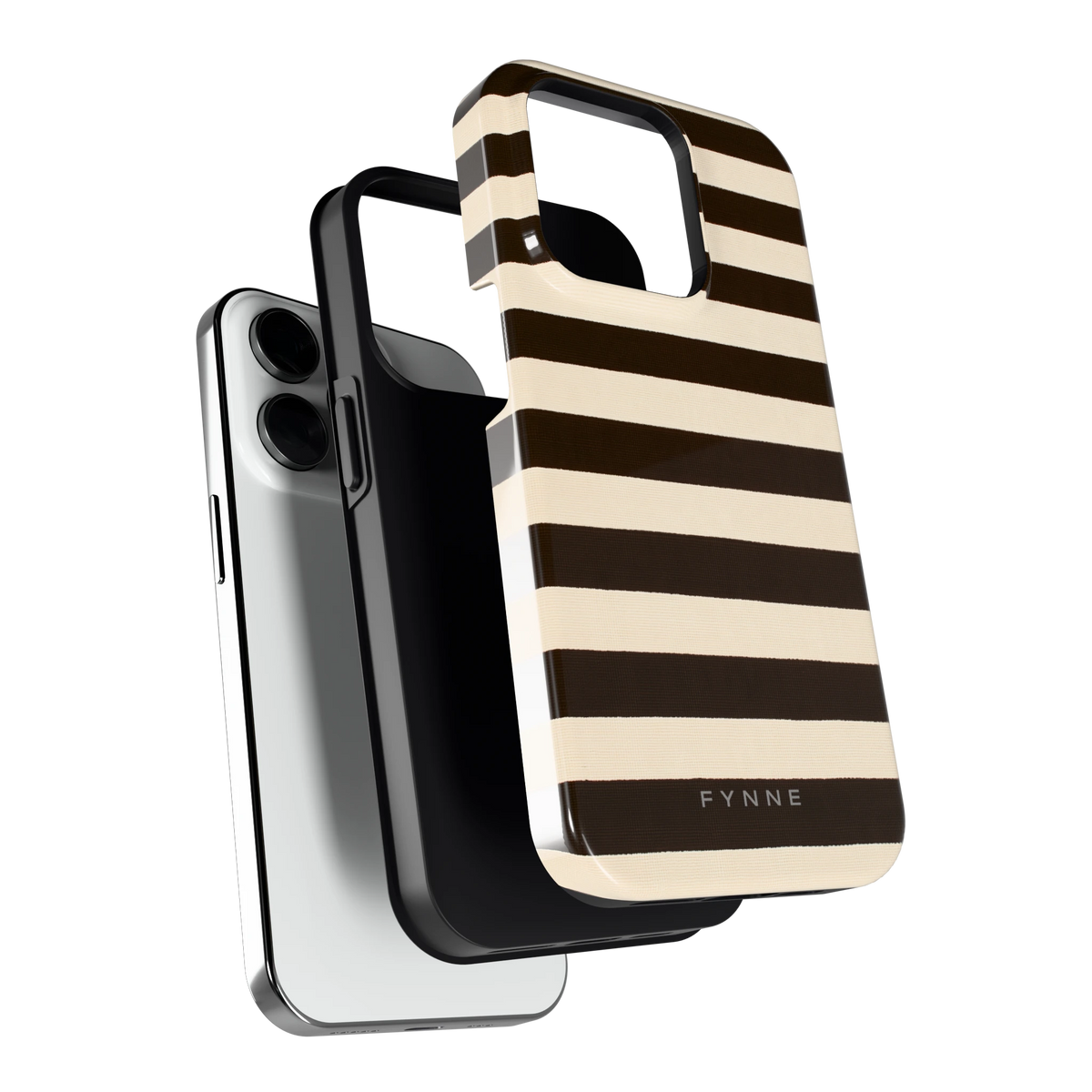 Espresso Streepjes hoesje voor iPhone 14 Pro, los van de telefoon