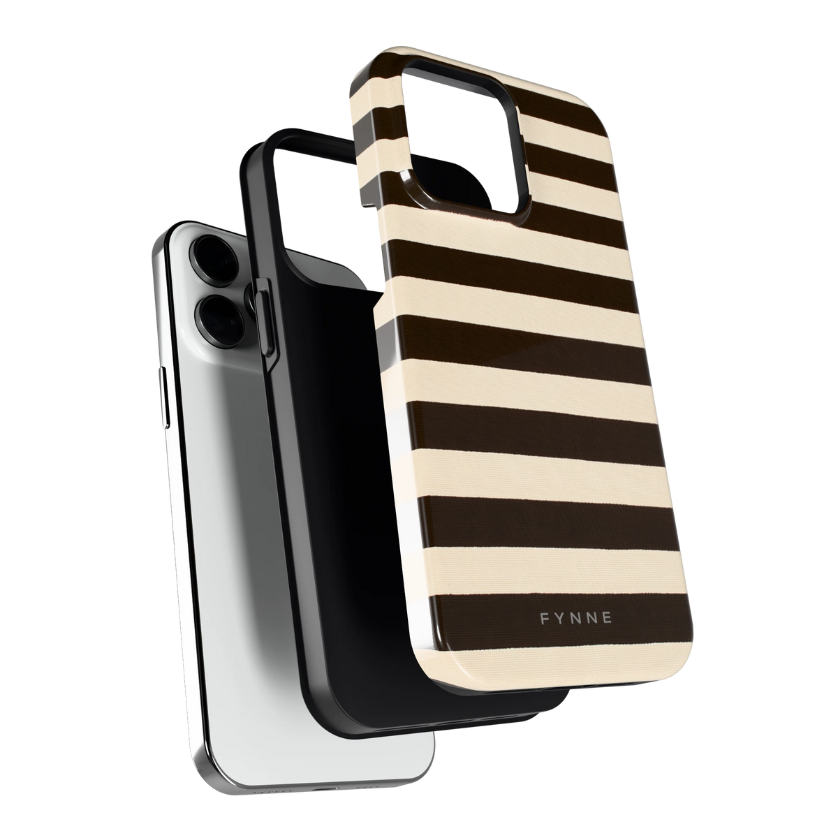 Espresso Streepjes hoesje voor iPhone 14 Pro Max, los van de telefoon