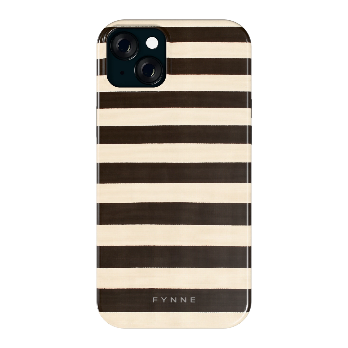 Espresso Streepjes hoesje voor iPhone 15 Plus, achterkant