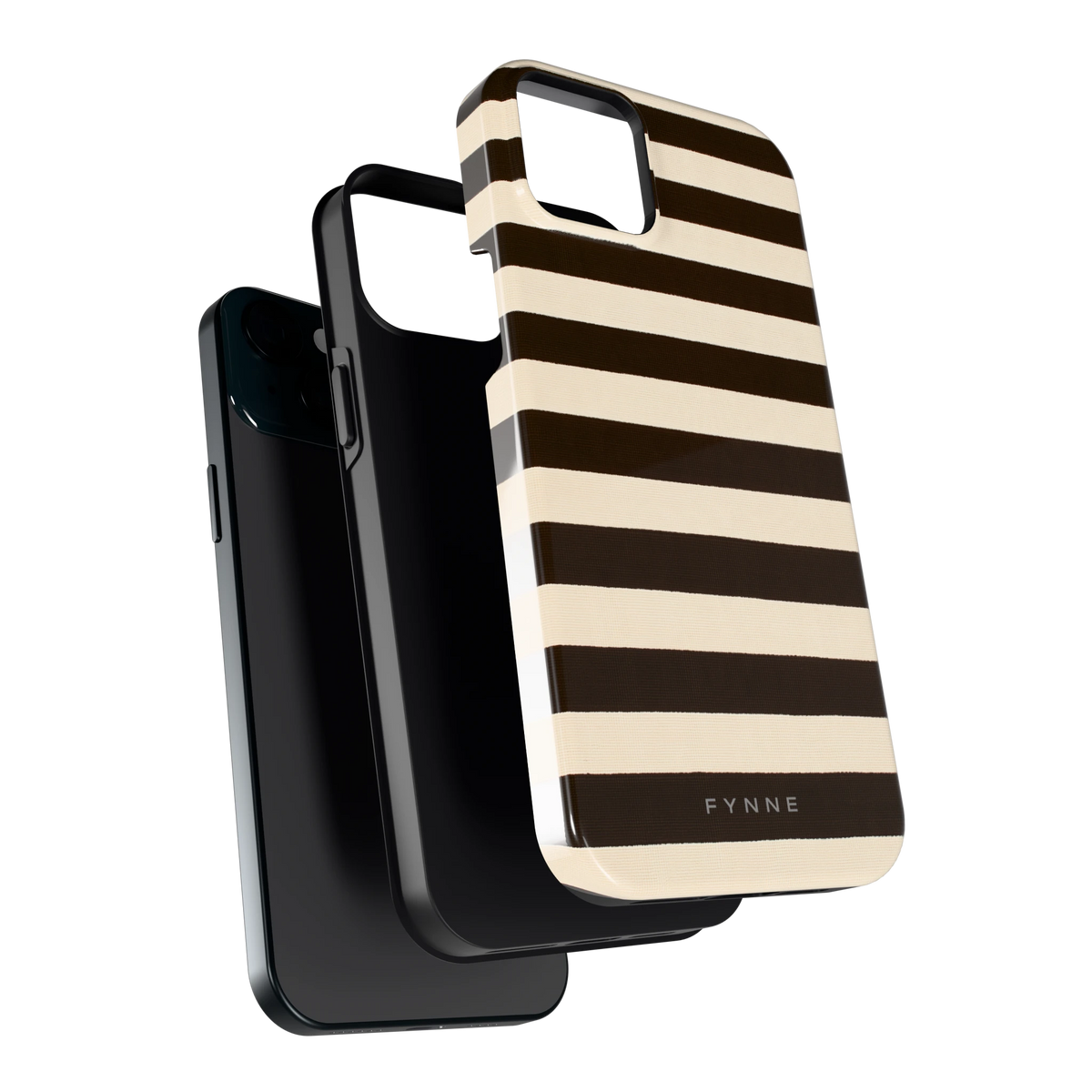 Espresso Streepjes hoesje voor iPhone 15 Plus, los van de telefoon