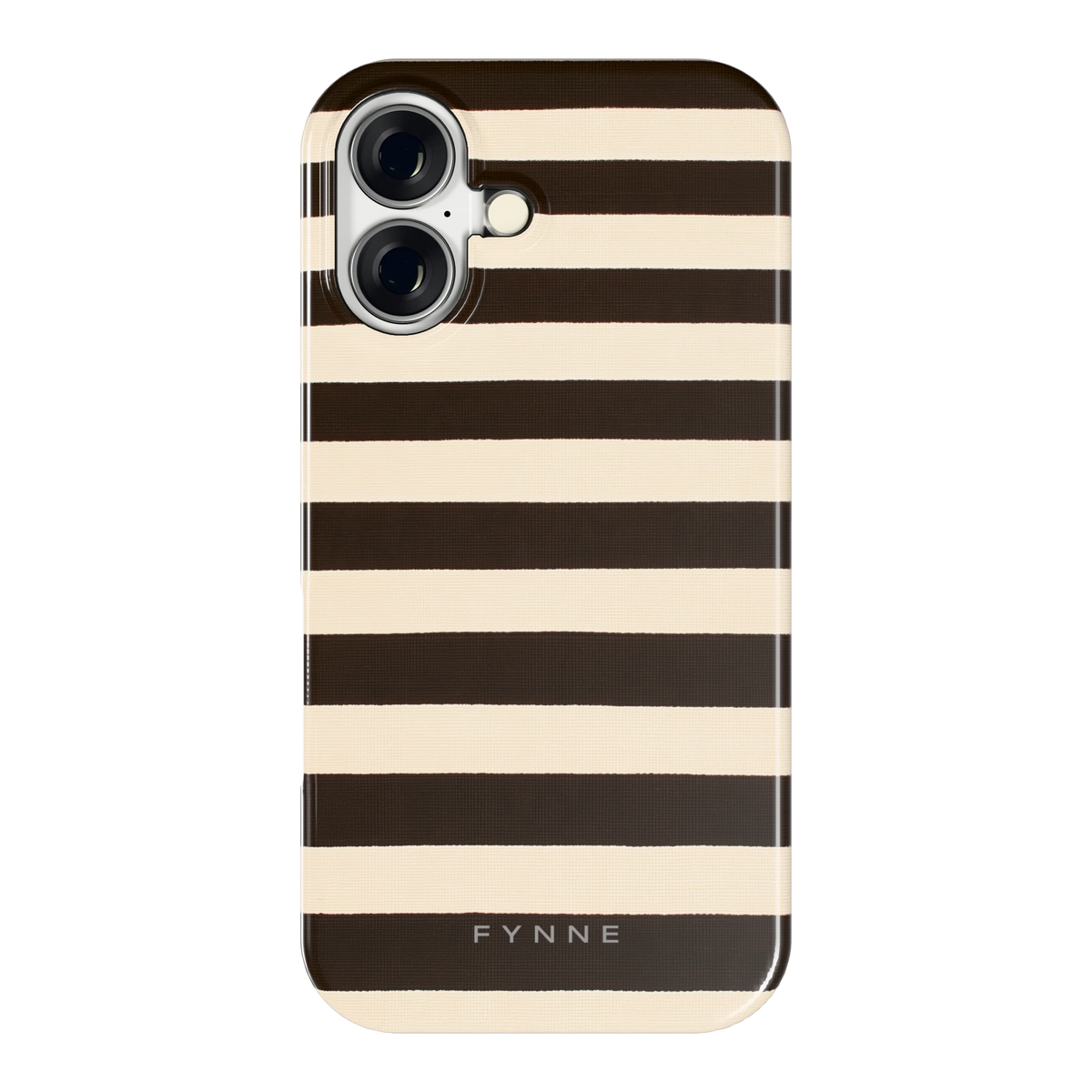 Espresso Streepjes hoesje voor iPhone 16, achterkant