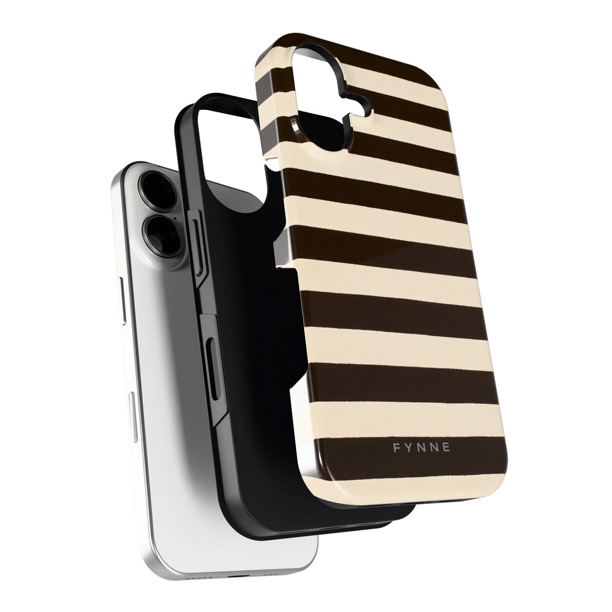 Espresso Streepjes hoesje voor iPhone 16, los van de telefoon