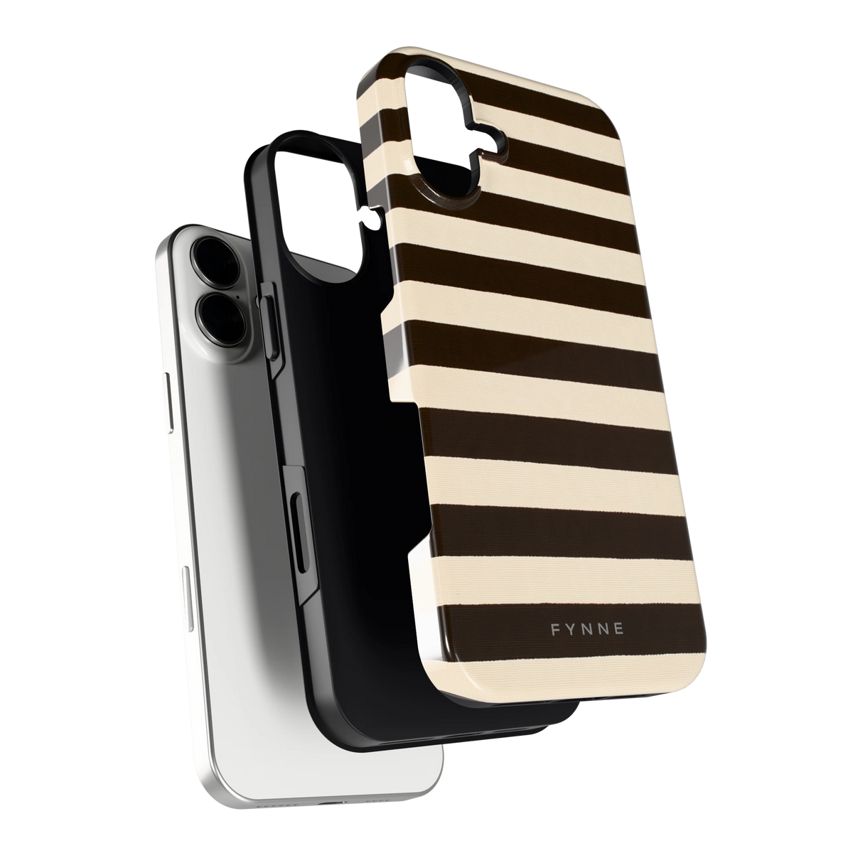 Espresso Streepjes hoesje voor iPhone 16 Plus, los van de telefoon