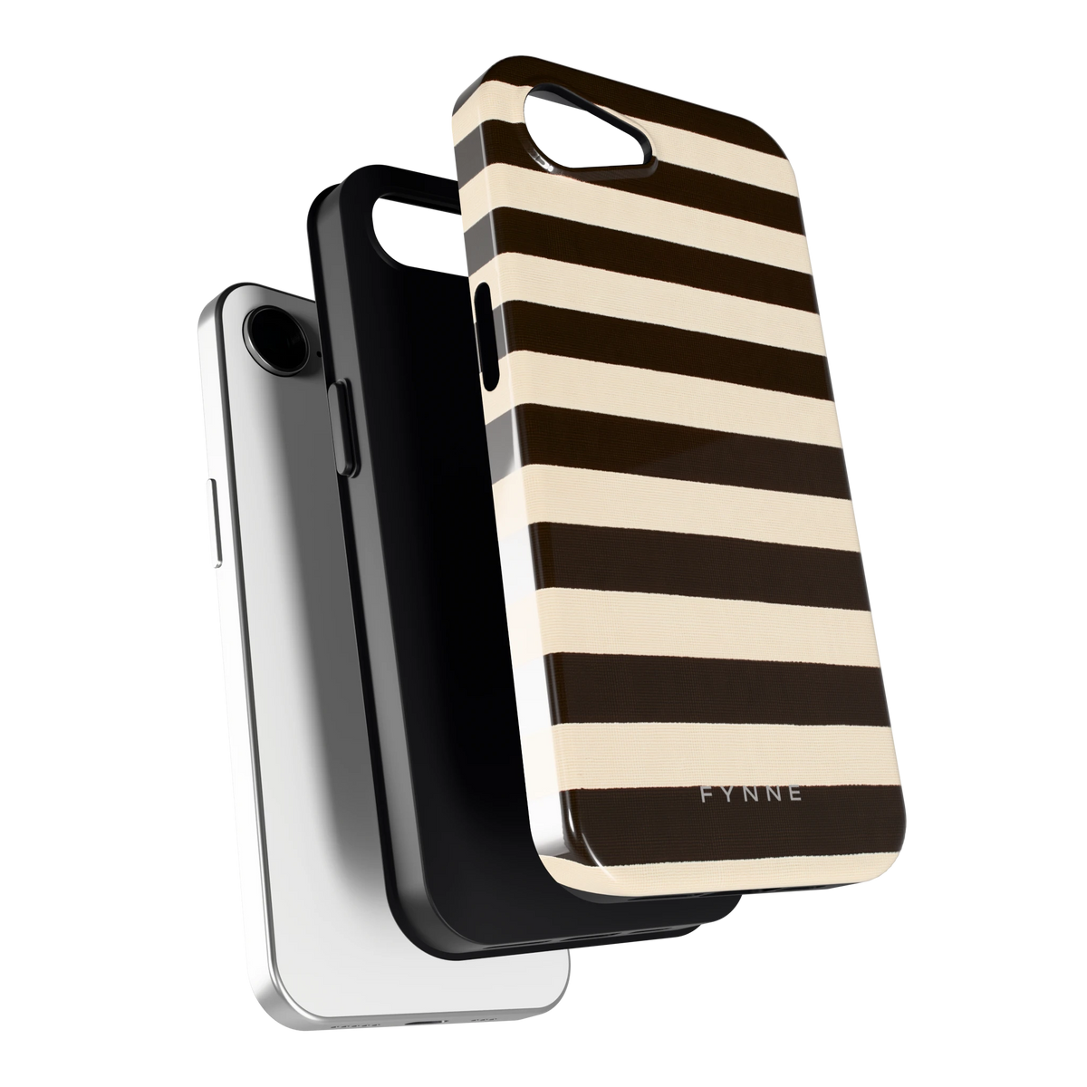 Espresso Streepjes hoesje voor iPhone 16e, los van de telefoon
