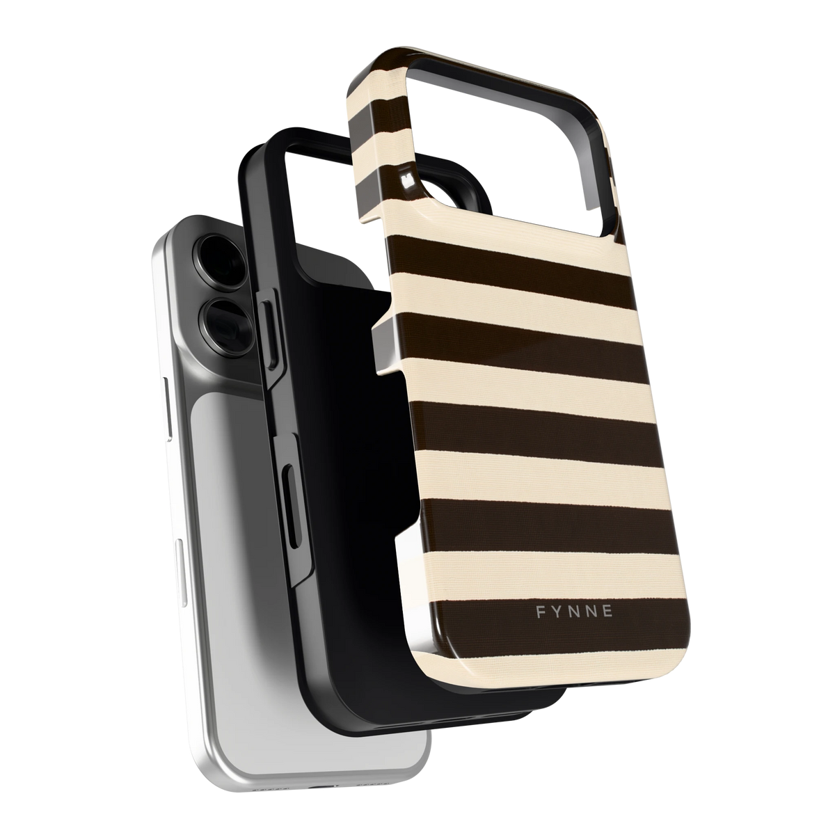 Espresso Streepjes hoesje voor iPhone 18 Pro, los van de telefoon