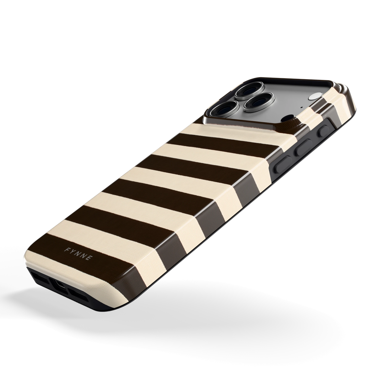 Espresso Streepjes hoesje voor iPhone 18 Pro Max, schuin