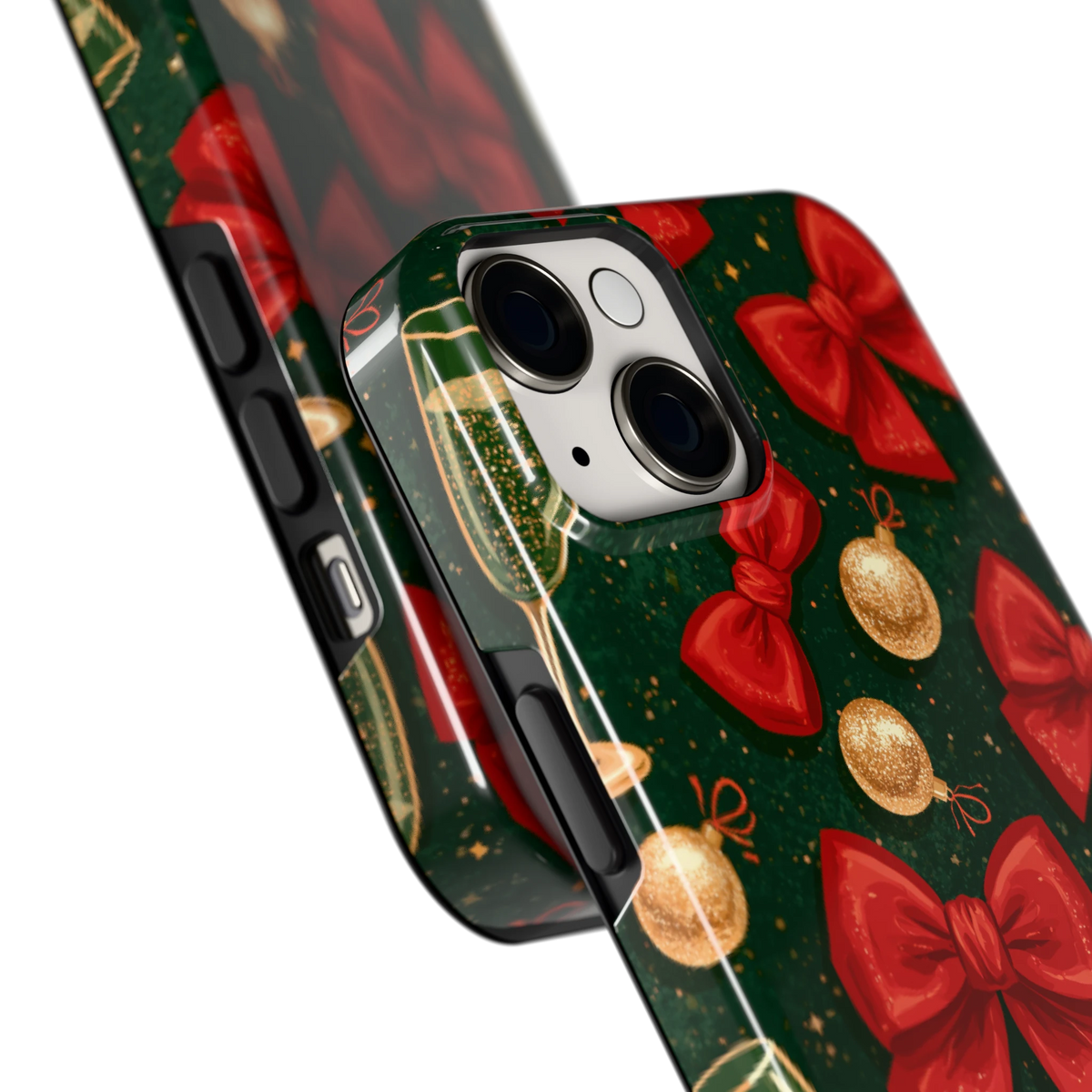 Strikken en bubbels hoesje voor iPhone 14, close-up