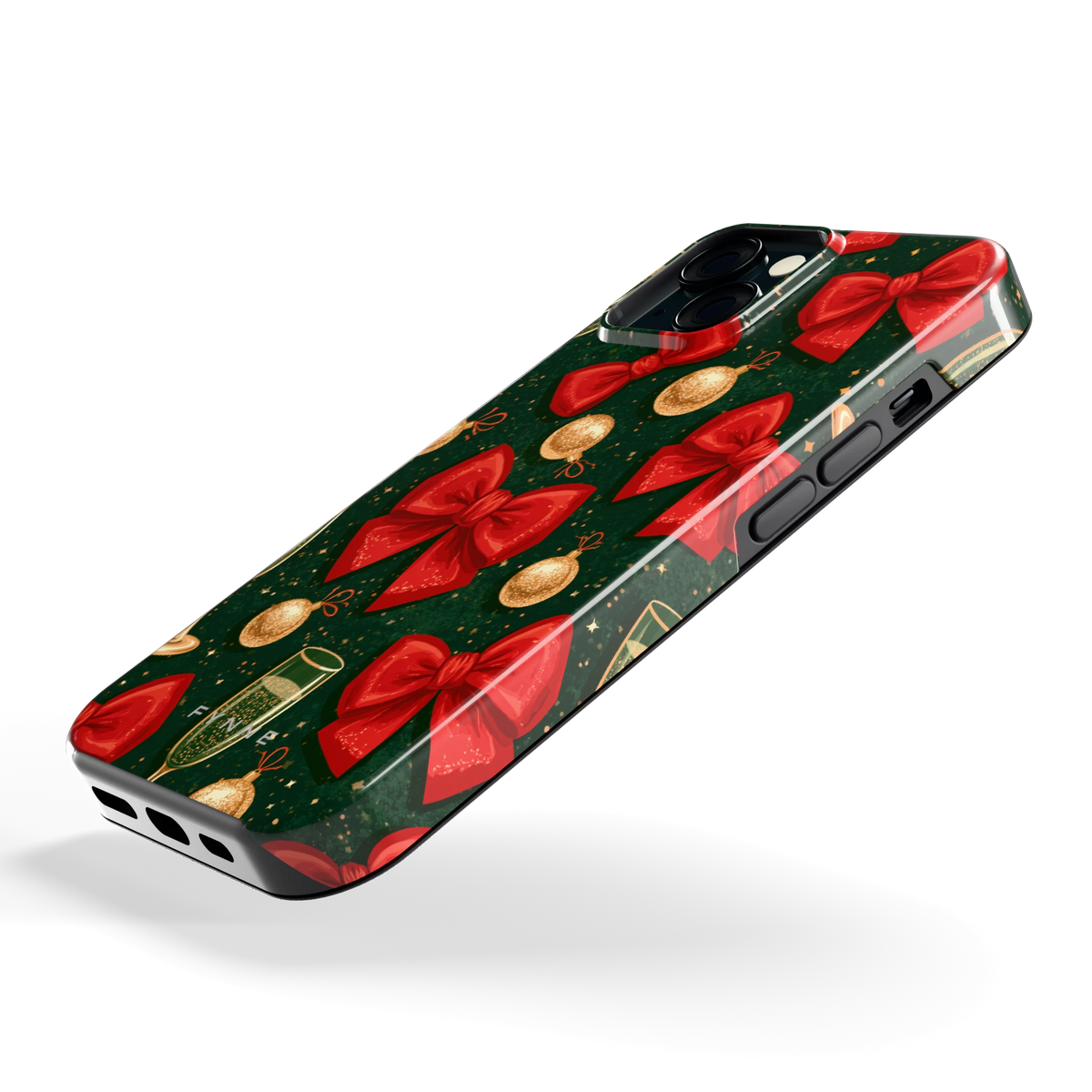 Strikken en bubbels hoesje voor iPhone 15, schuin