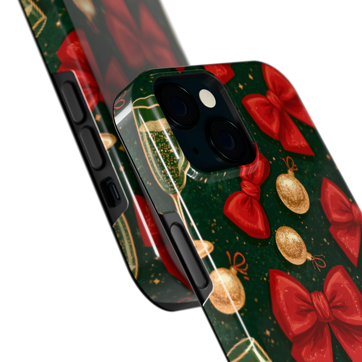 Strikken en bubbels hoesje voor iPhone 15, close-up