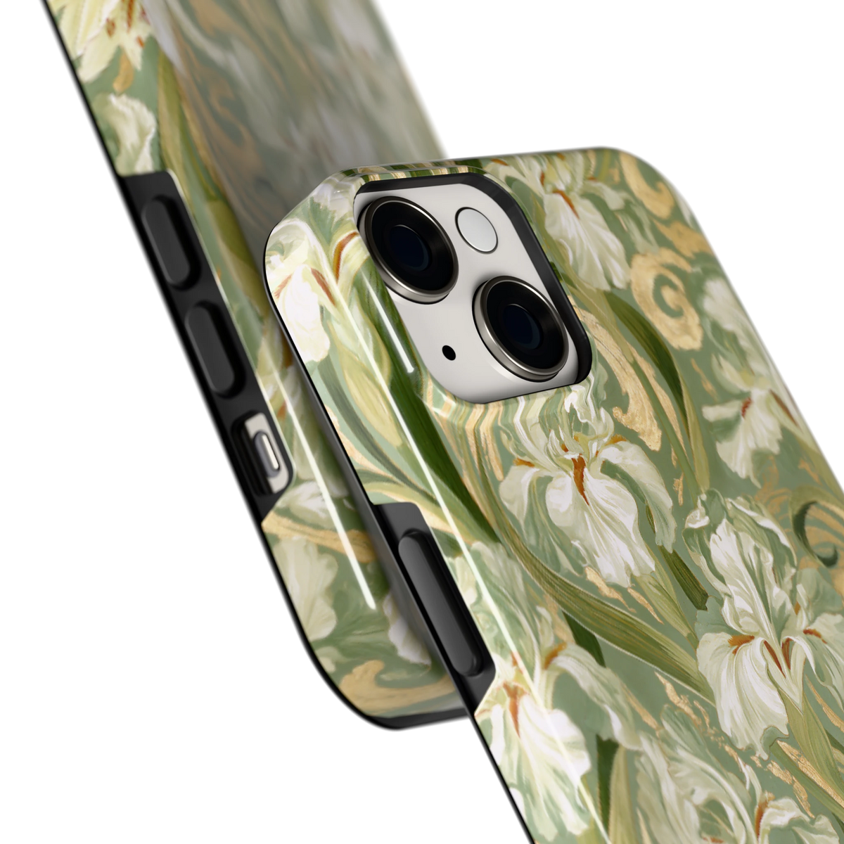 Verguld Irissenveld hoesje voor iPhone 14, close-up