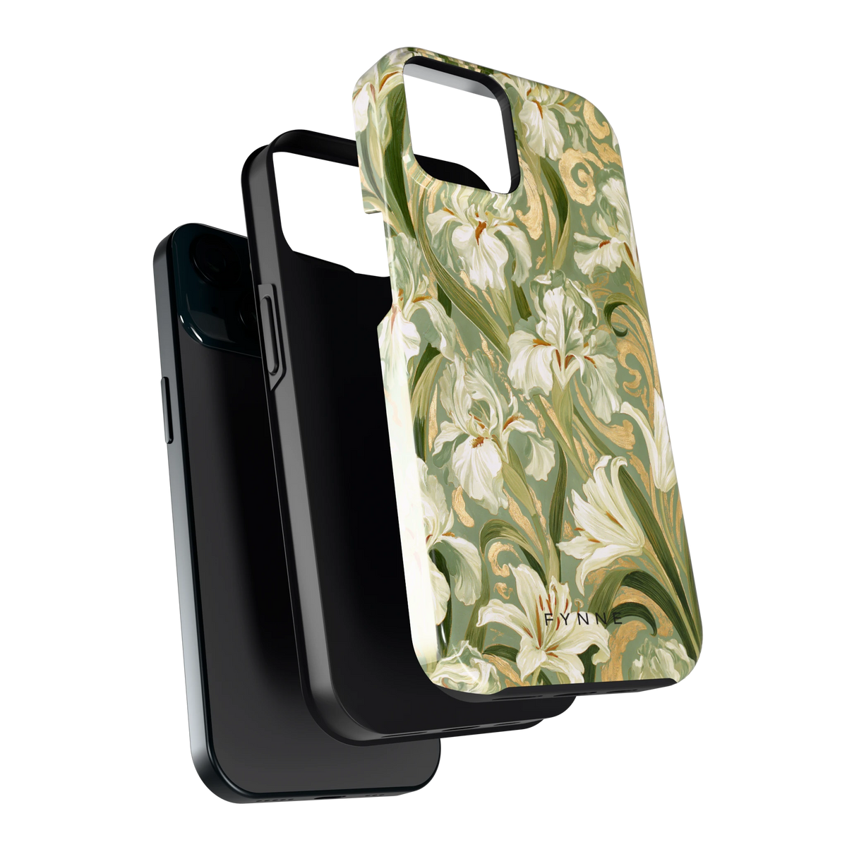 Verguld Irissenveld hoesje voor iPhone 15, los van de telefoon