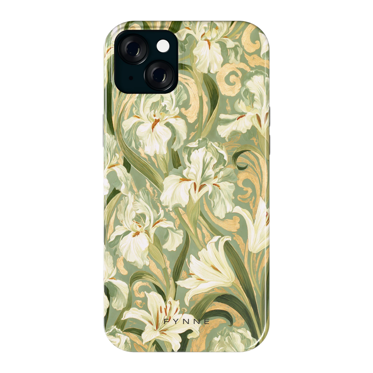 Verguld Irissenveld hoesje voor iPhone 15 Plus, achterkant