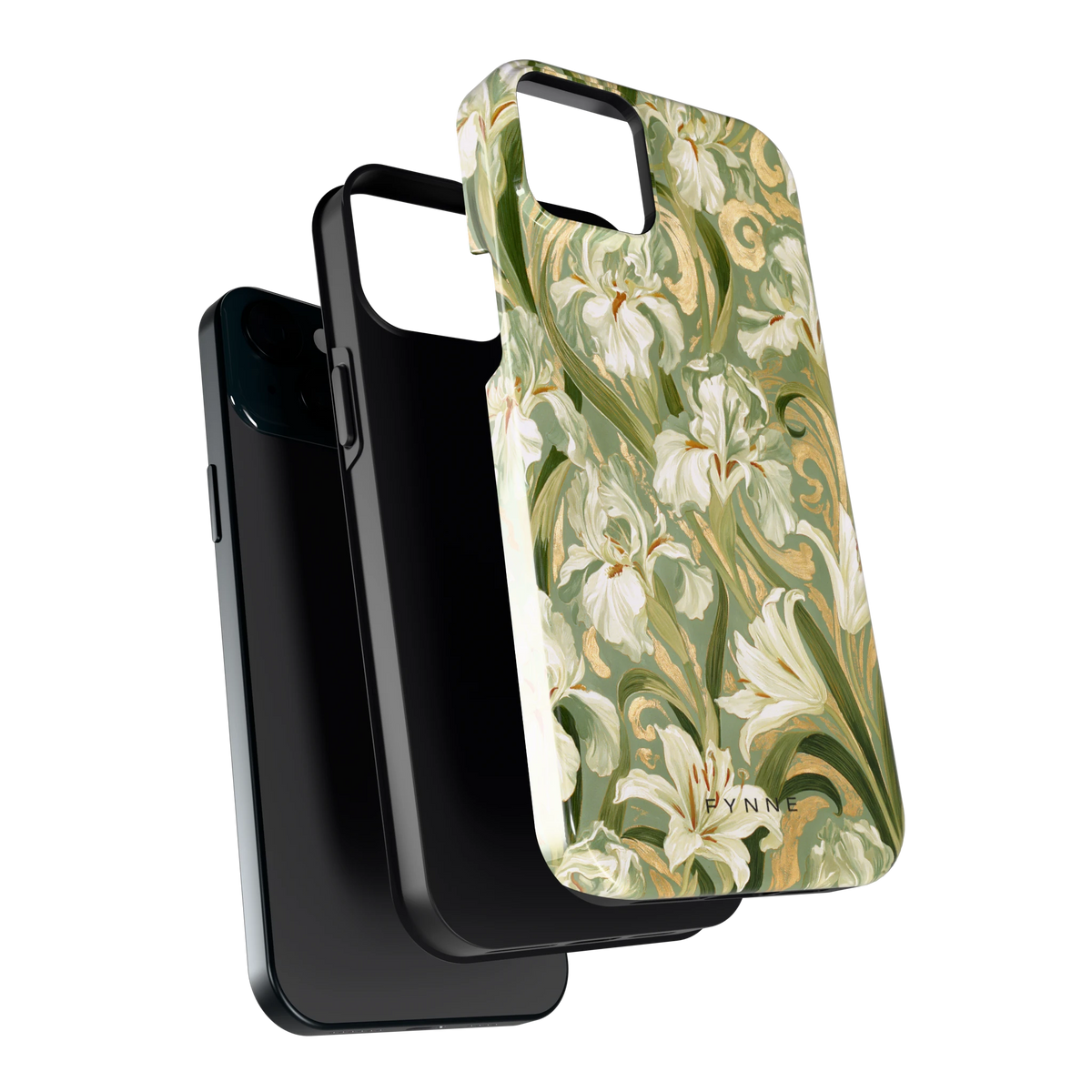 Verguld Irissenveld hoesje voor iPhone 15 Plus, los van de telefoon