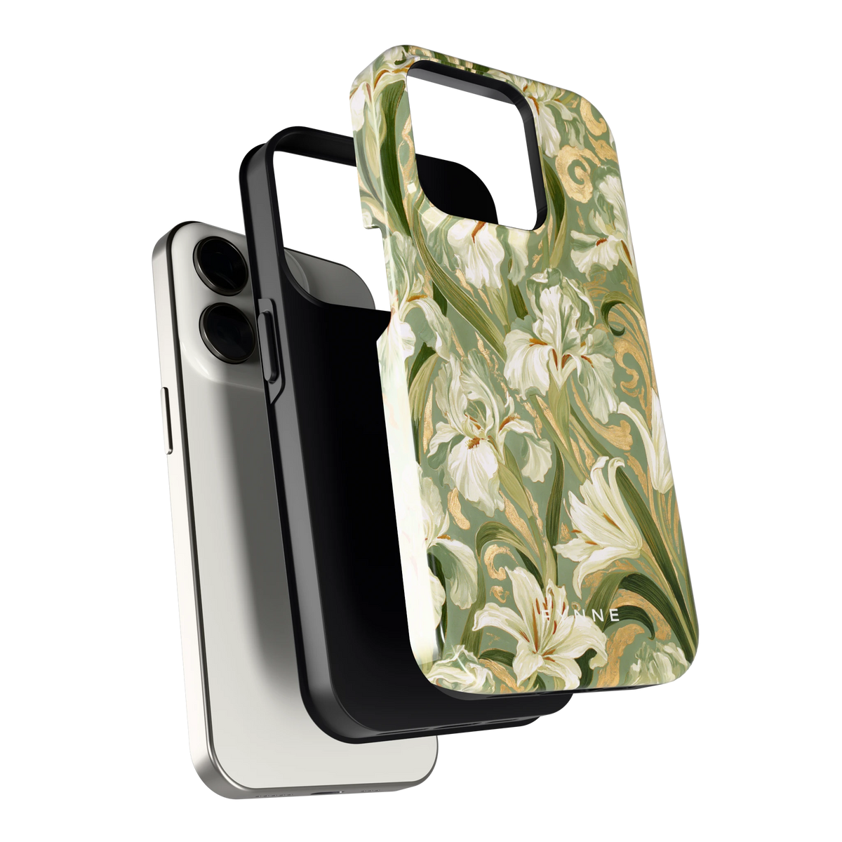 Verguld Irissenveld hoesje voor iPhone 15 Pro, los van de telefoon