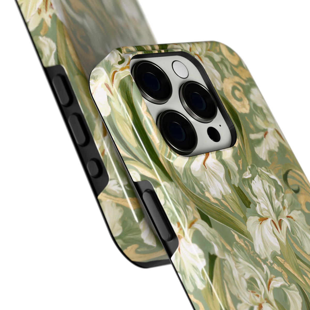Verguld Irissenveld hoesje voor iPhone 15 Pro, close-up