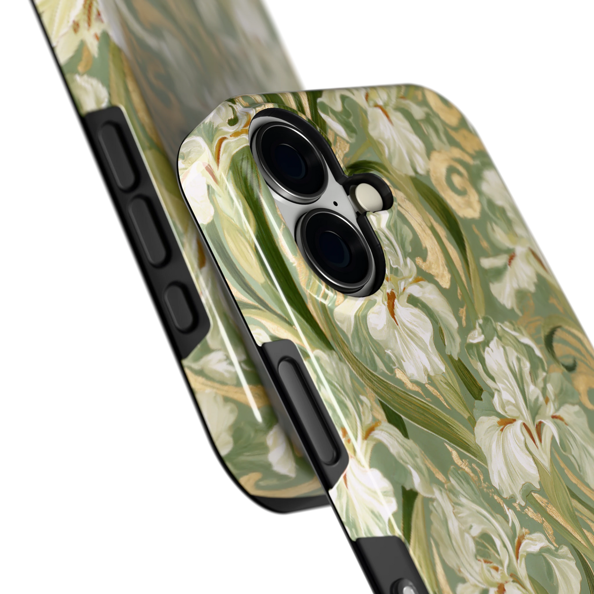 Verguld Irissenveld hoesje voor iPhone 16, close-up