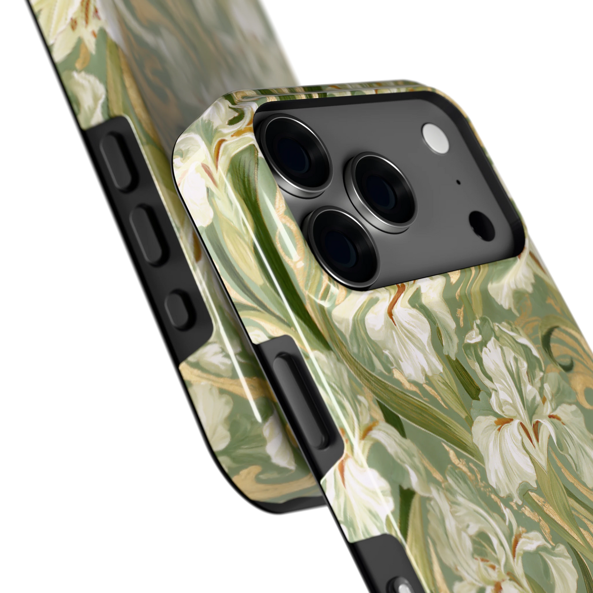 Verguld Irissenveld hoesje voor iPhone 18 Pro, close-up