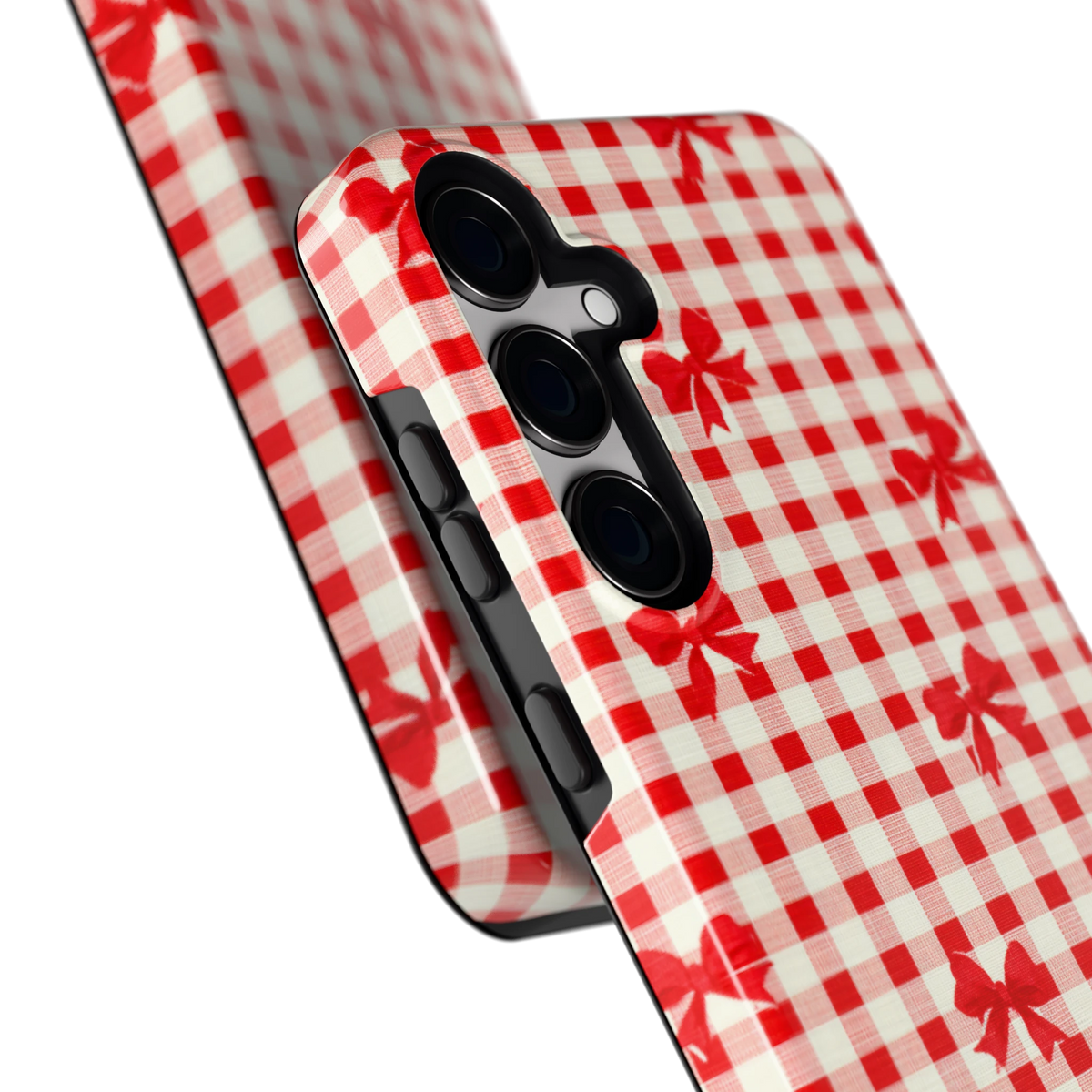 Geruite Strikjes hoesje voor Galaxy S24+, close-up