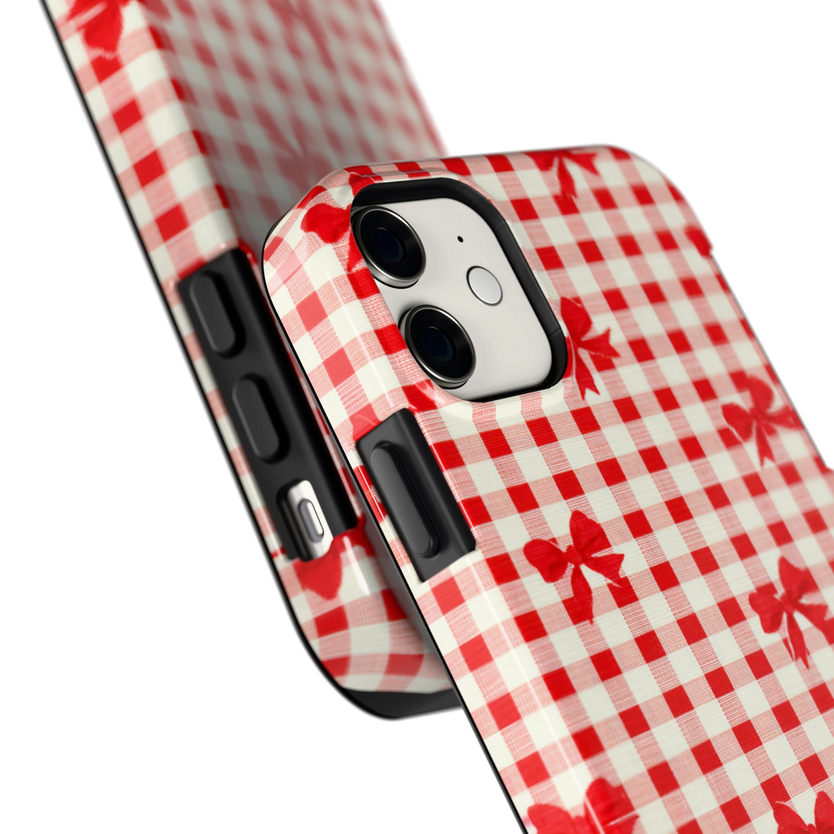 Geruite Strikjes hoesje voor iPhone 11, close-up