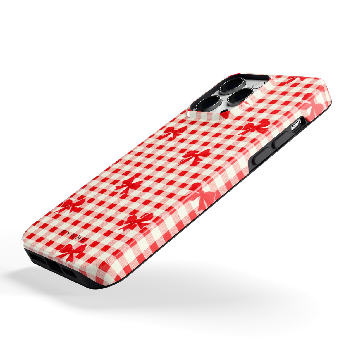 Geruite Strikjes hoesje voor iPhone 14 Pro Max, schuin