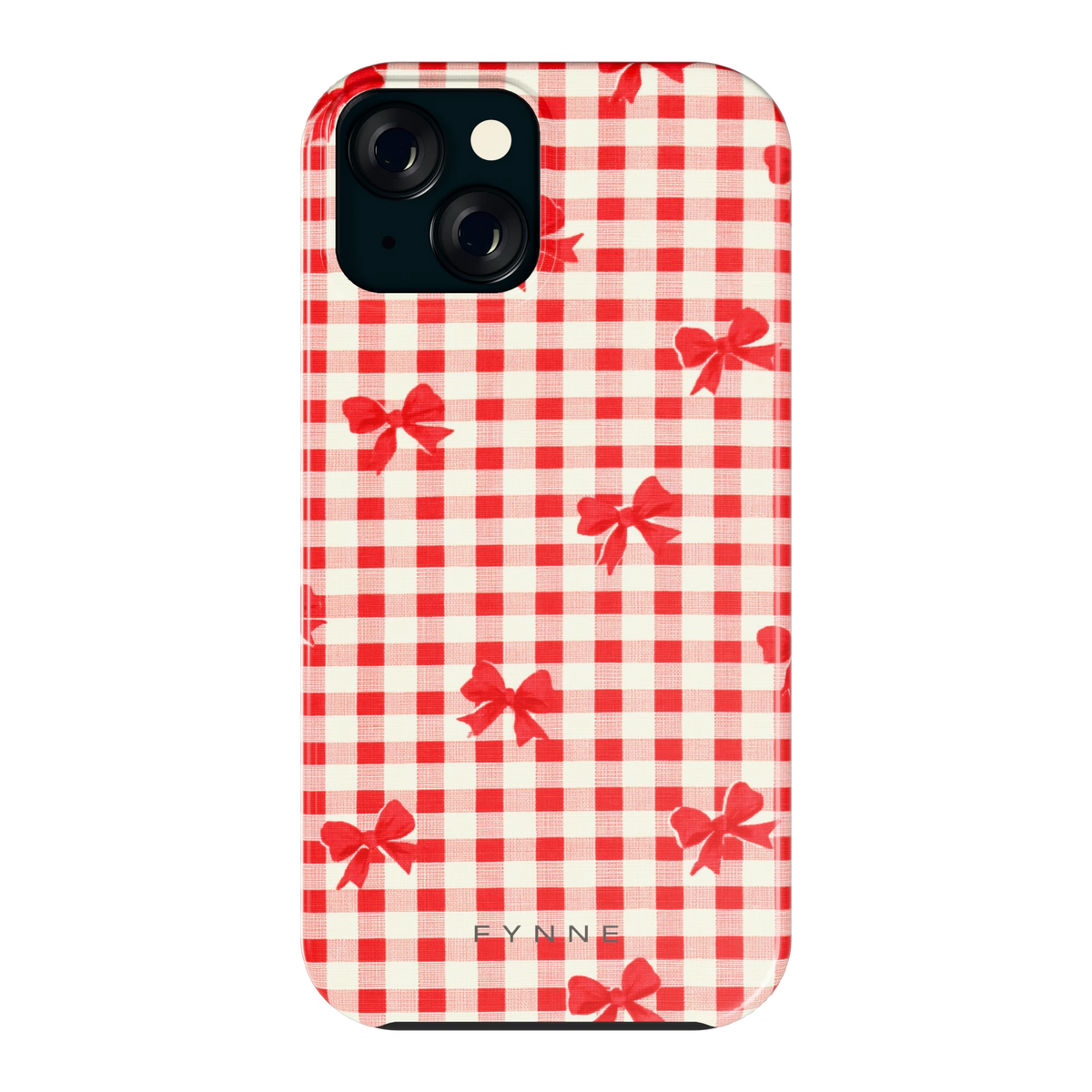 Geruite Strikjes hoesje voor iPhone 15, achterkant
