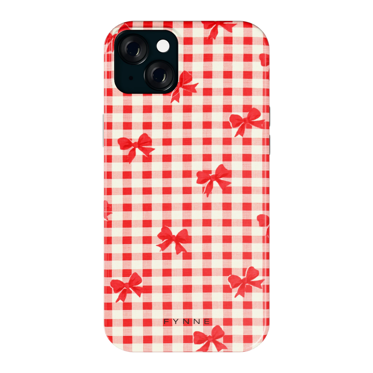 Geruite Strikjes hoesje voor iPhone 15 Plus, achterkant