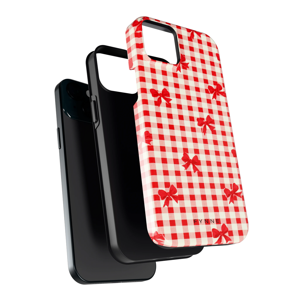 Geruite Strikjes hoesje voor iPhone 15 Plus, los van de telefoon