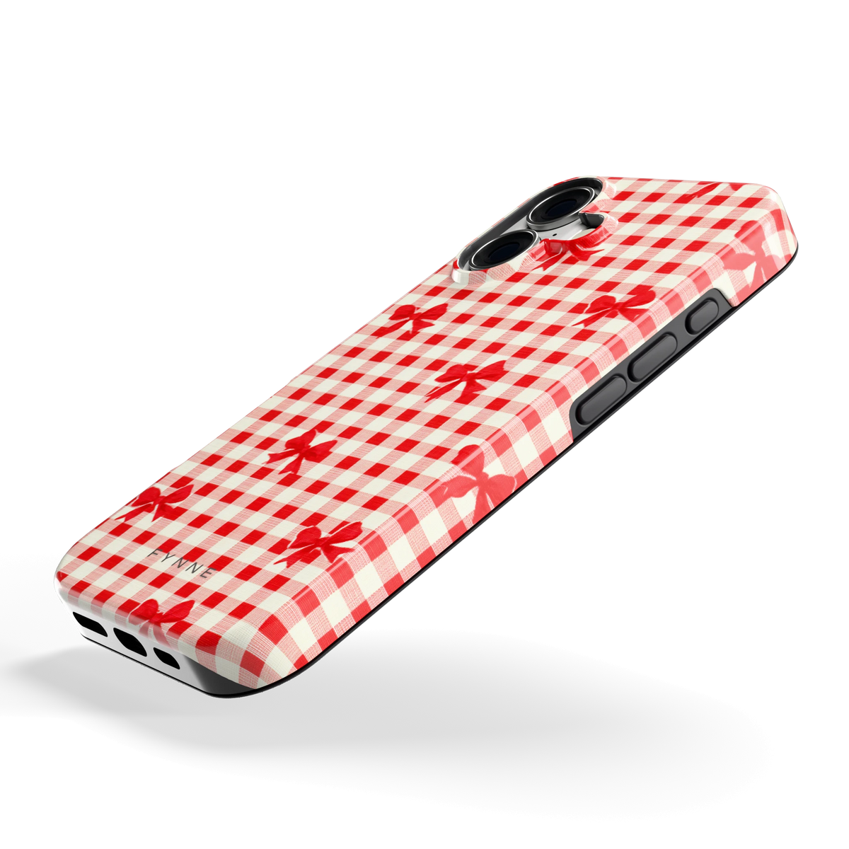 Geruite Strikjes hoesje voor iPhone 17, schuin