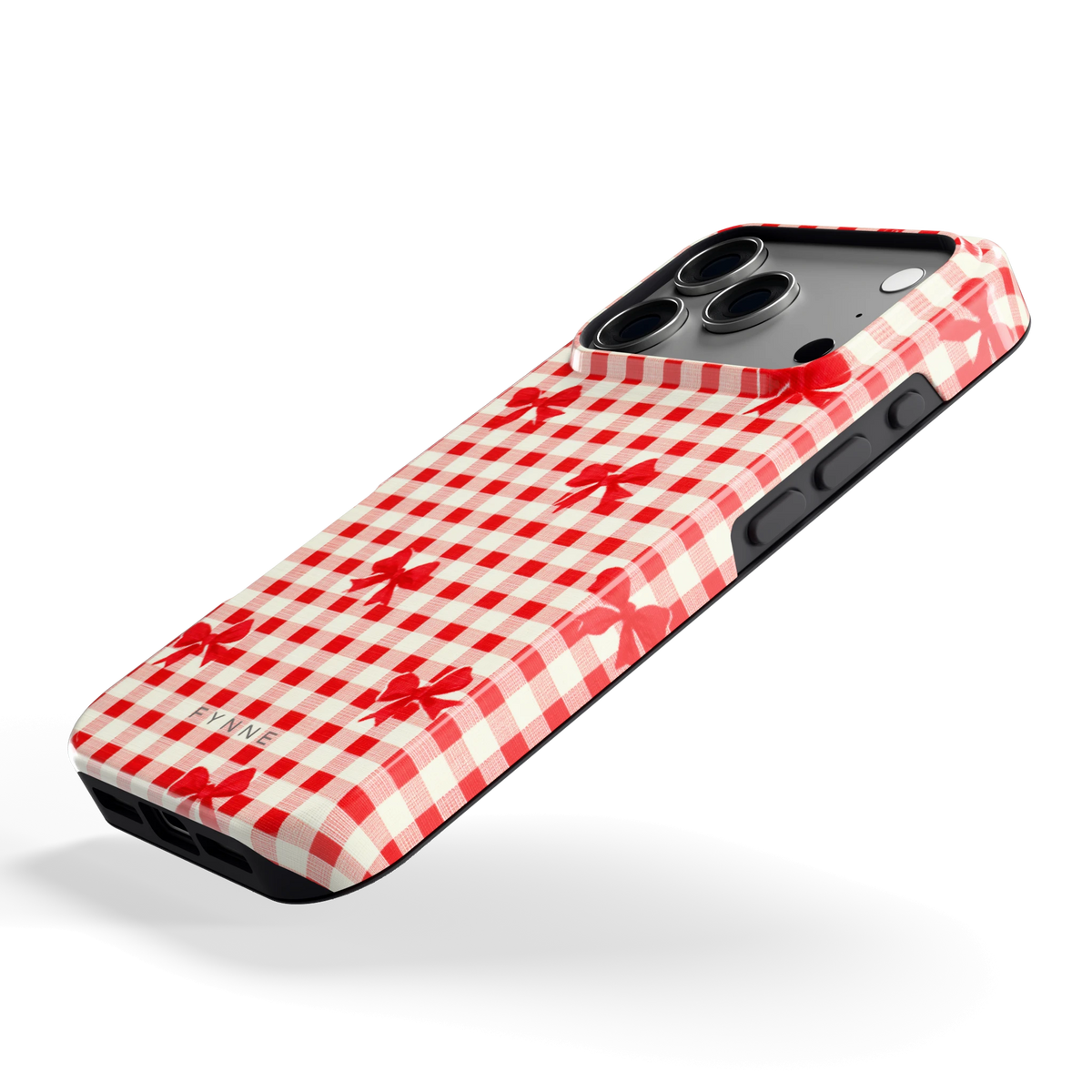 Geruite Strikjes hoesje voor iPhone 17 Pro, schuin