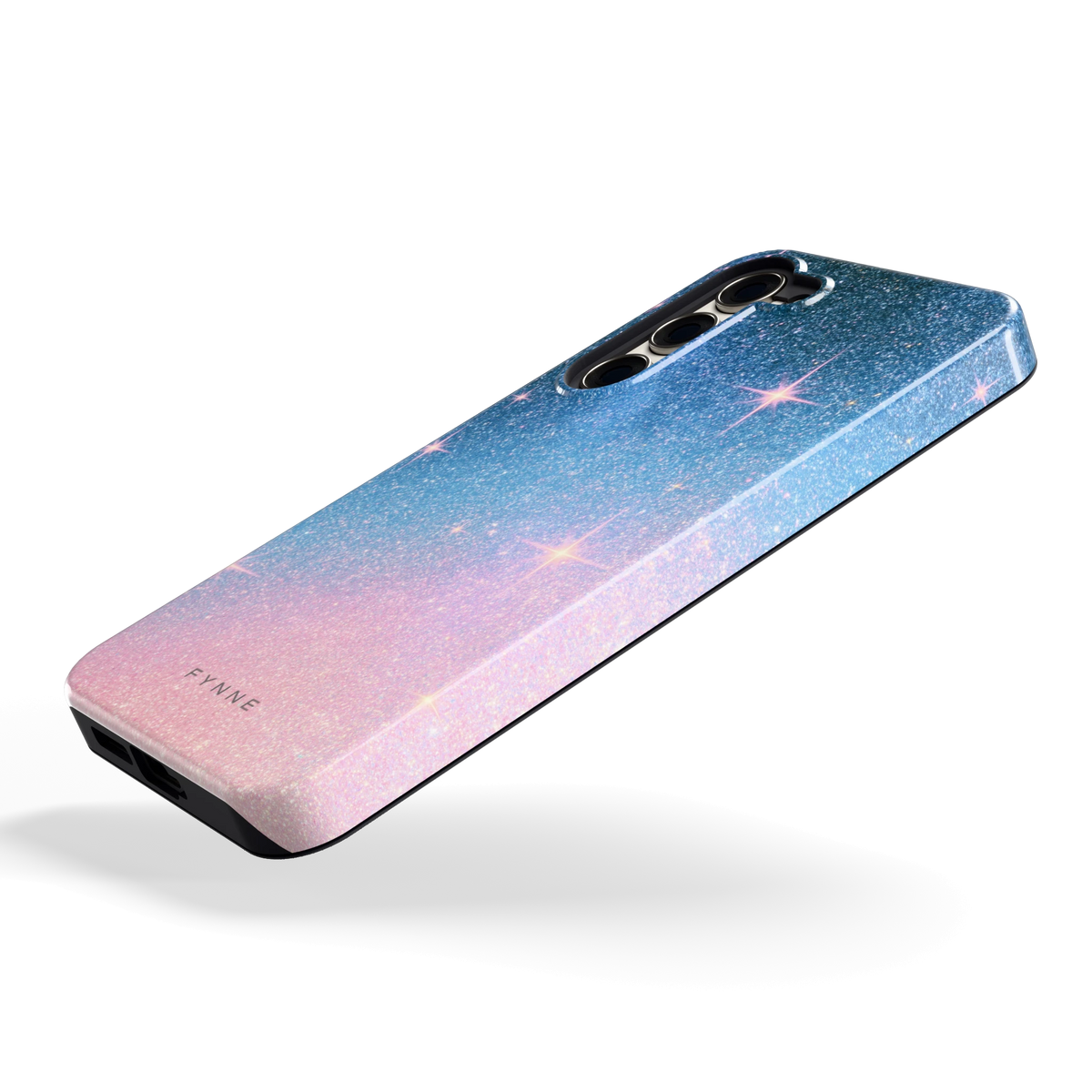 Glitter Sterrenhemel hoesje voor Galaxy S23+, schuin