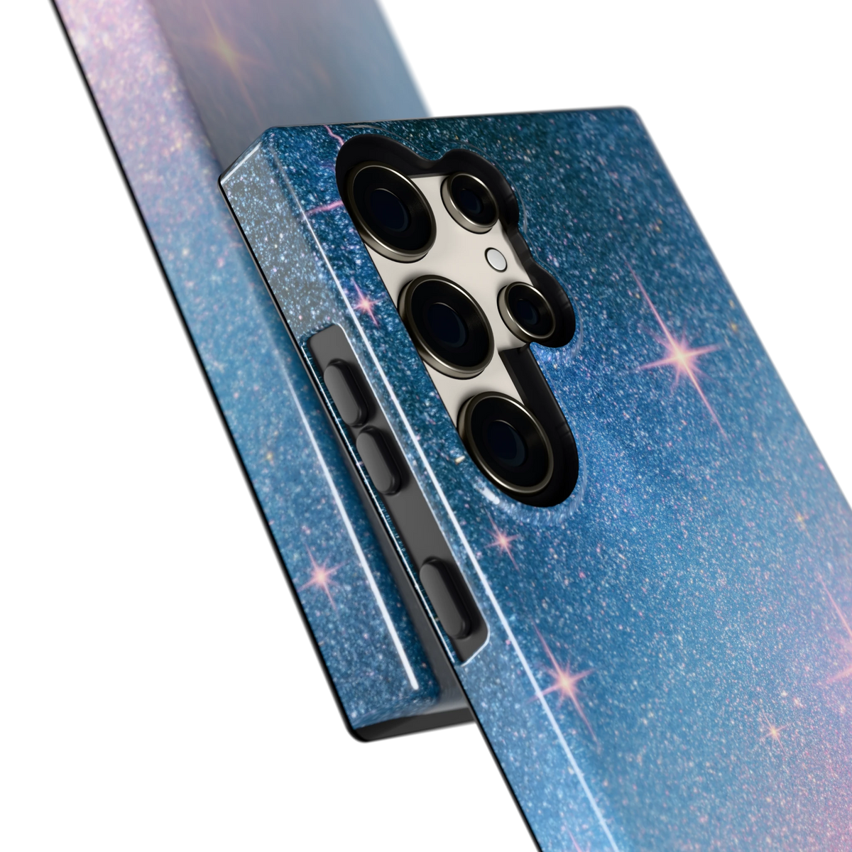 Glitter Sterrenhemel hoesje voor Galaxy S23 Ultra, close-up