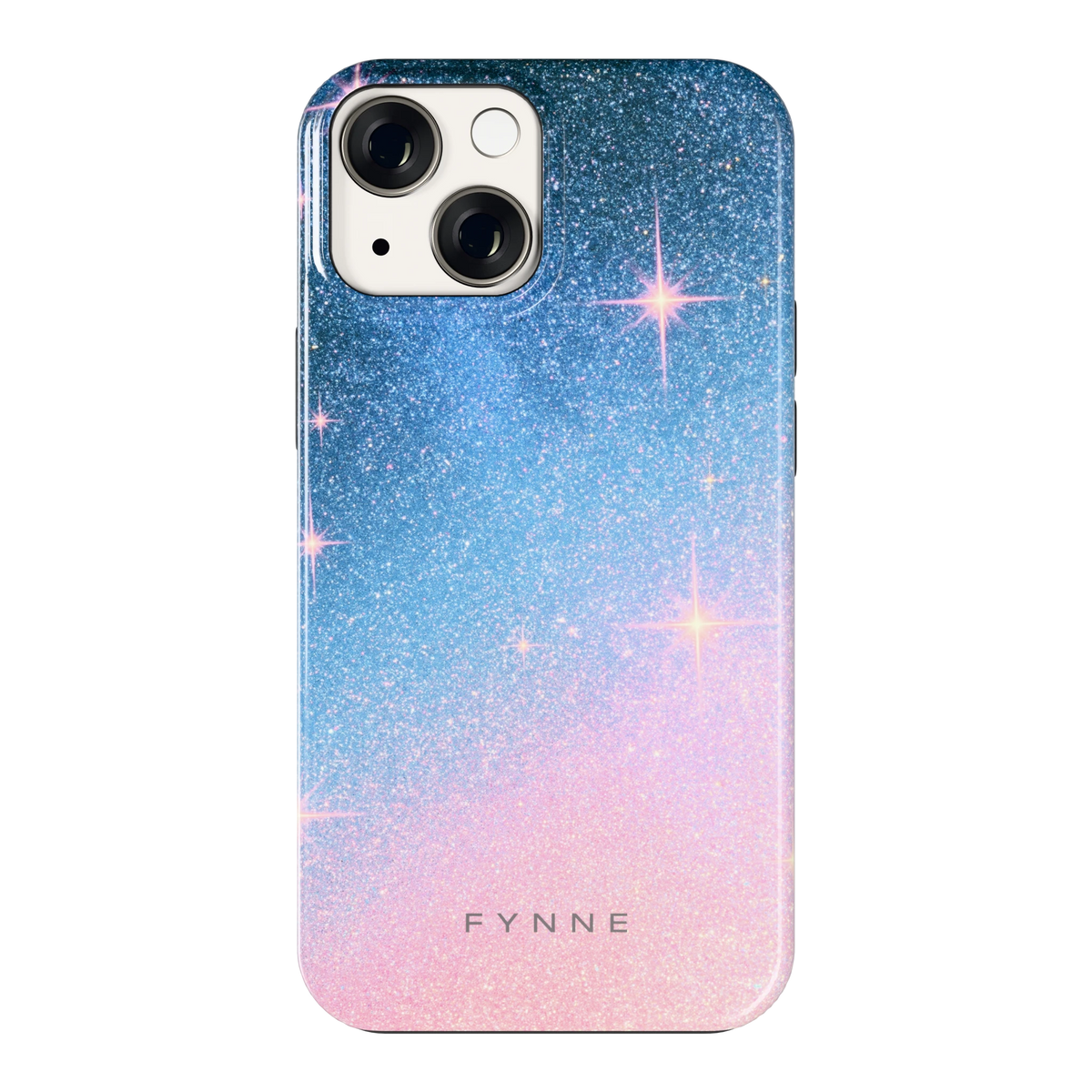 Glitter Sterrenhemel hoesje voor iPhone 13 mini, achterkant